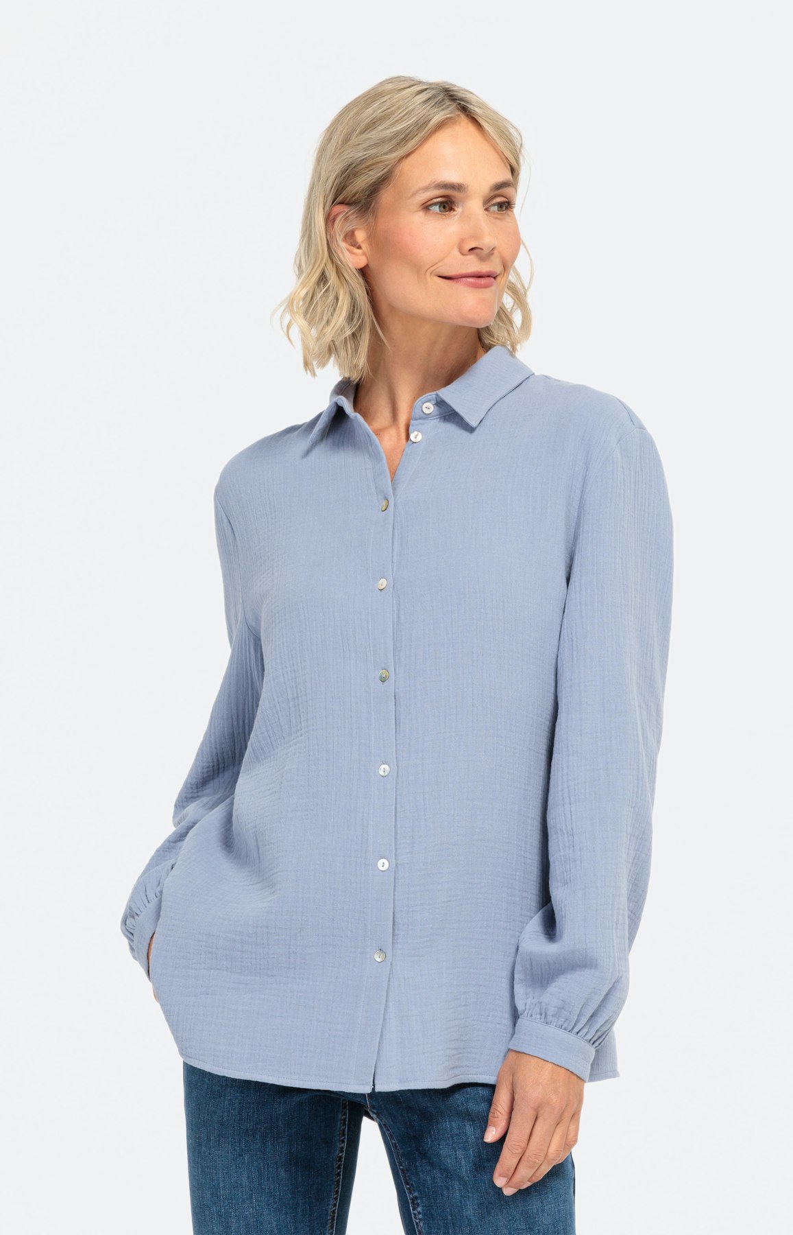 Musselinbluse mit langem Arm