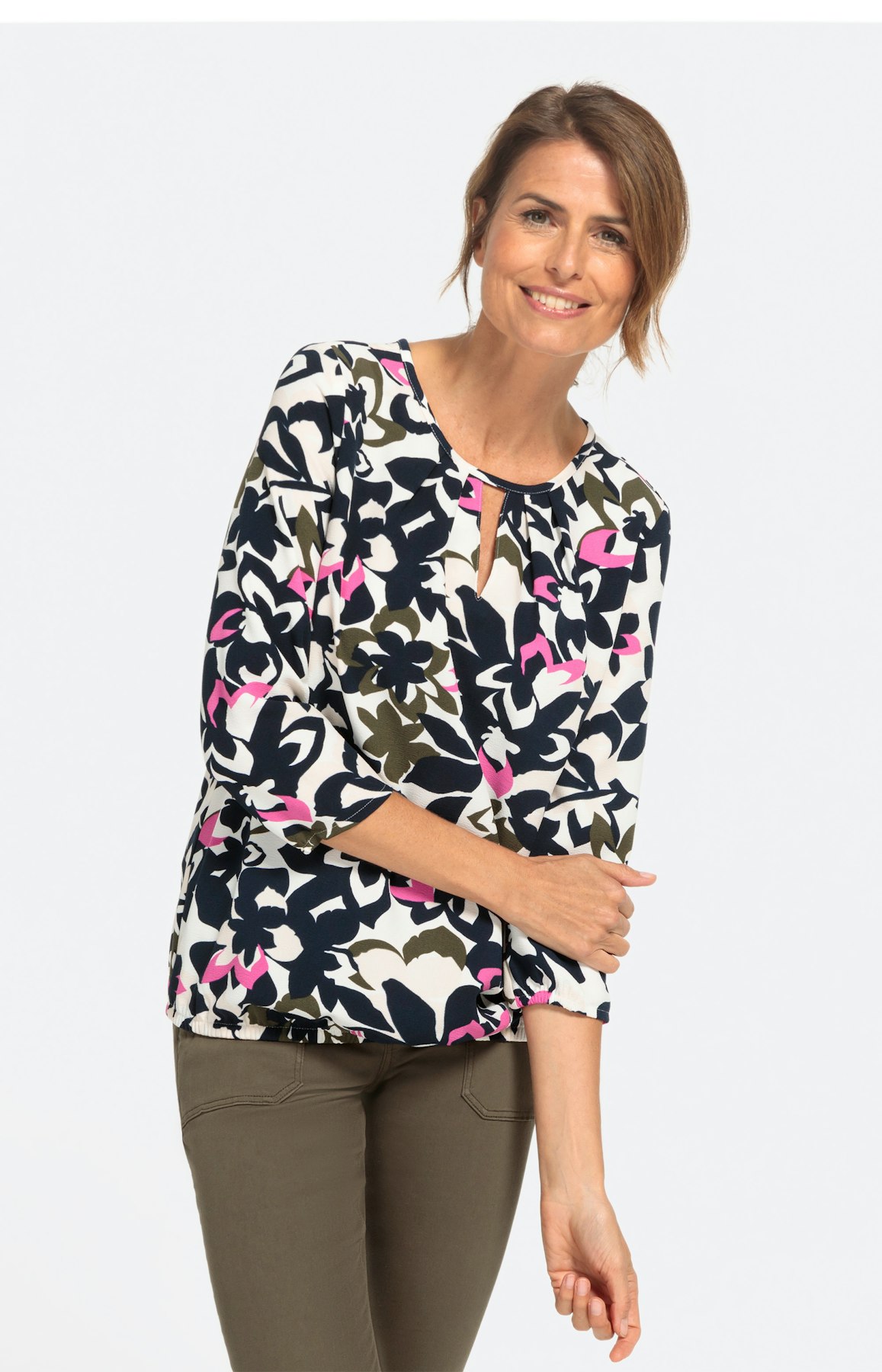 Gemustertes Shirt mit 3/4-Ärmel