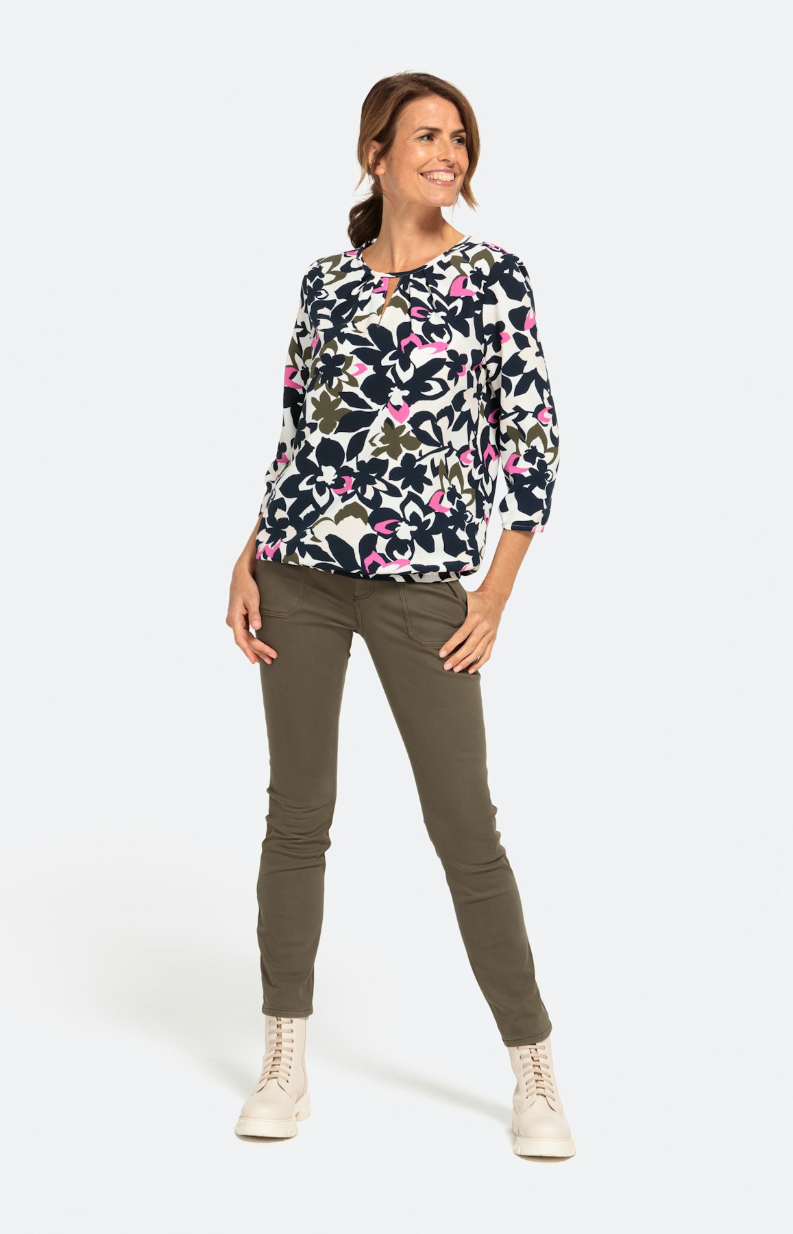 Gemustertes Shirt mit 3/4-Ärmel