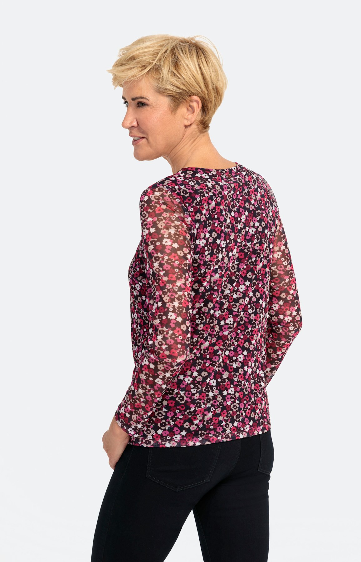 Mesh-Shirt mit langem Arm