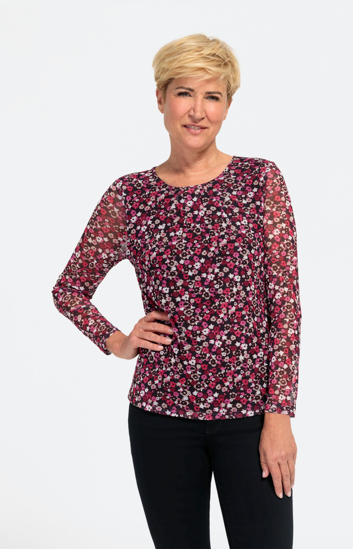 Mesh-Shirt mit langem Arm