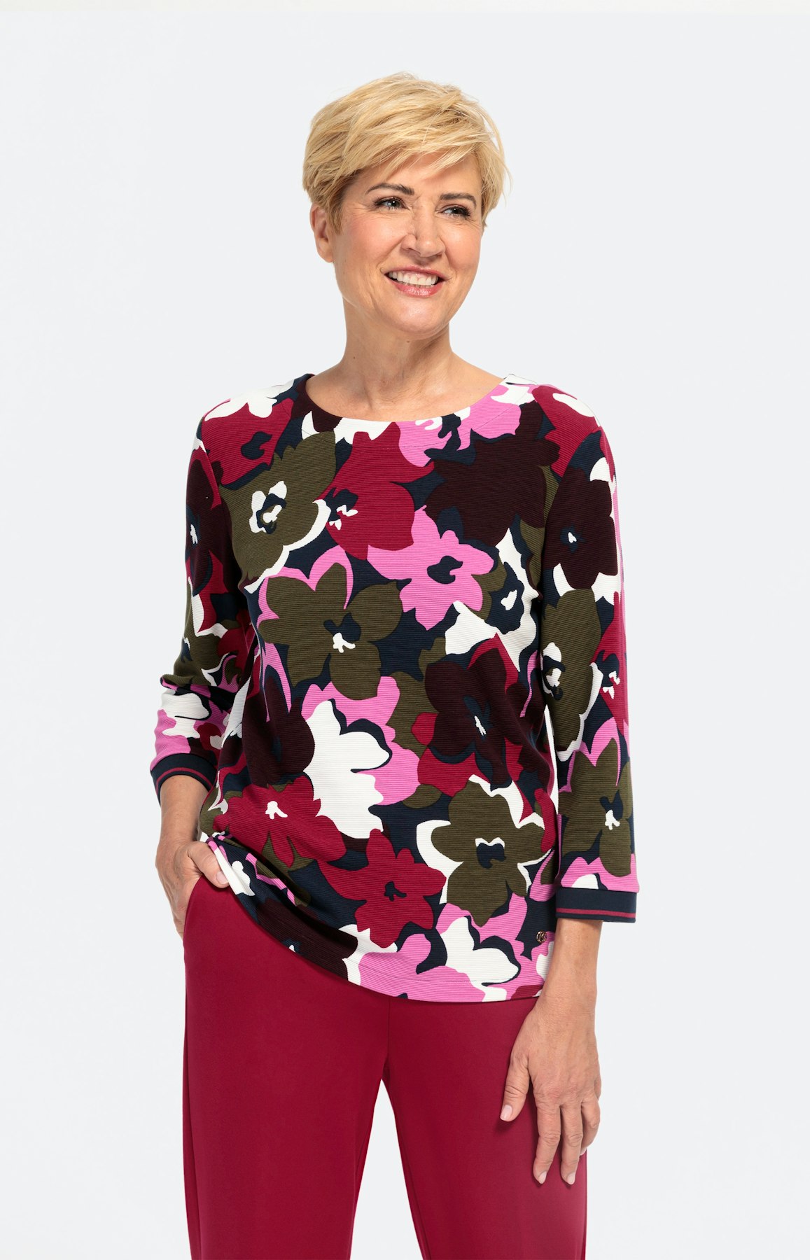 Sweatshirt mit 3/4-Ärmel und Rippbund