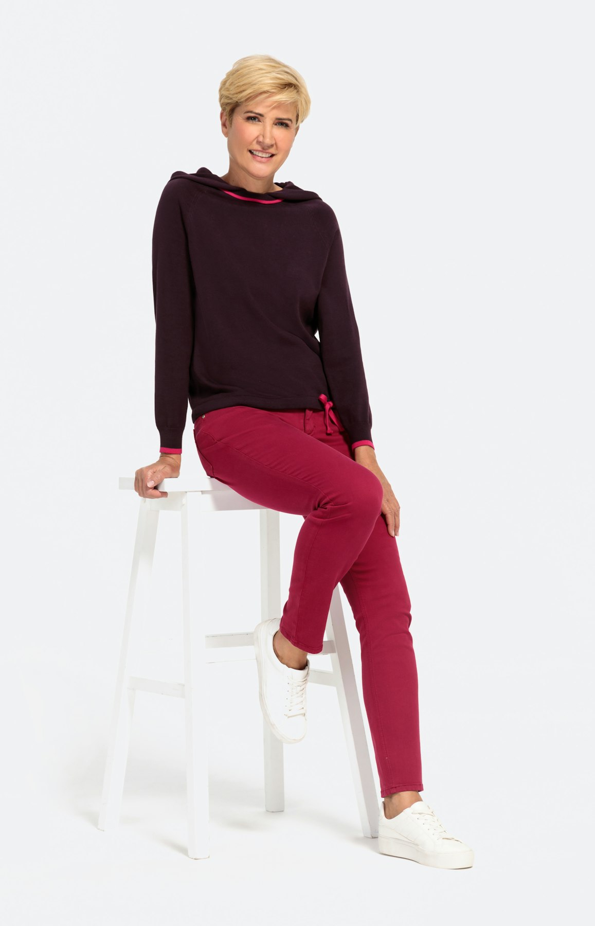 Langarm-Pullover mit Kapuze