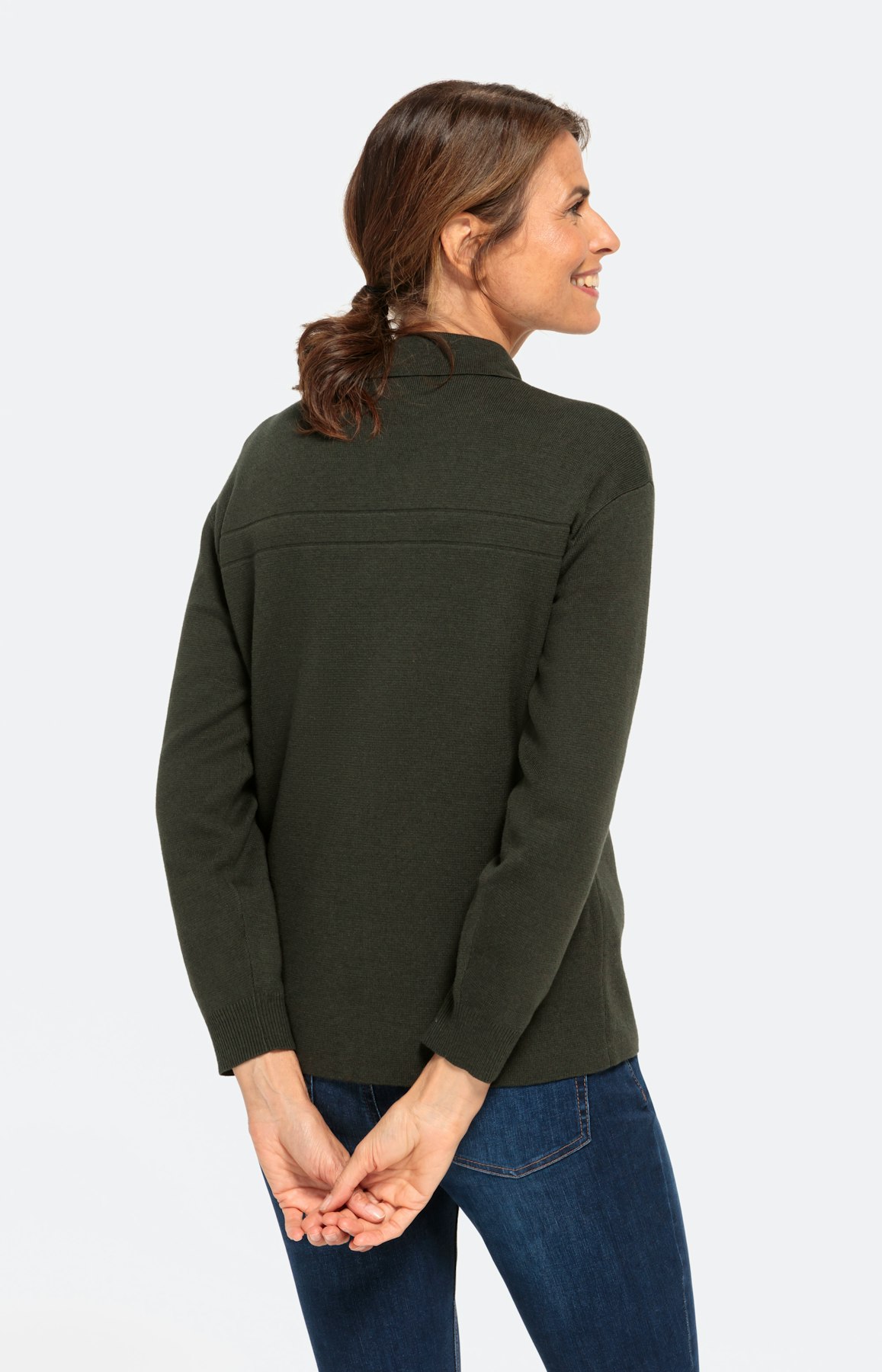 Strickjacke im Hemd-Design mit 1/1-Arm