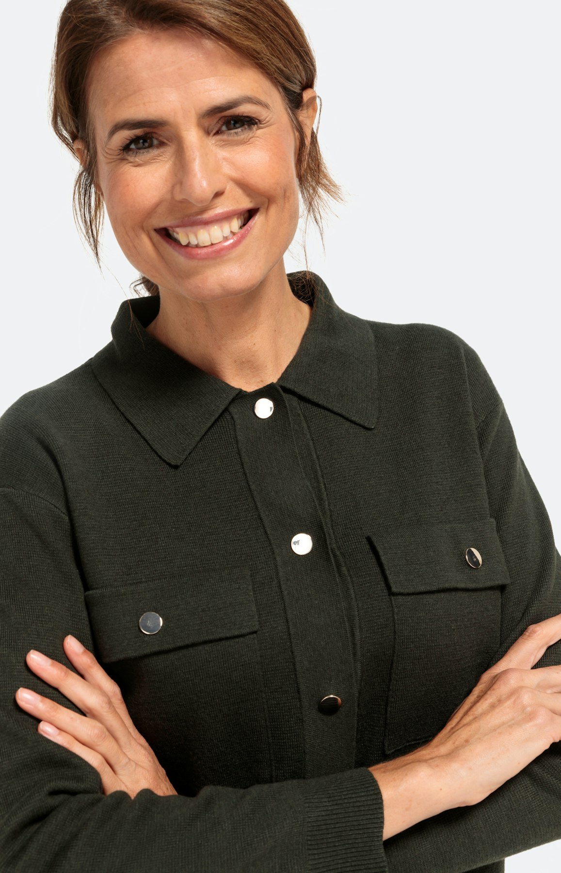 Strickjacke im Hemd-Design mit 1/1-Arm