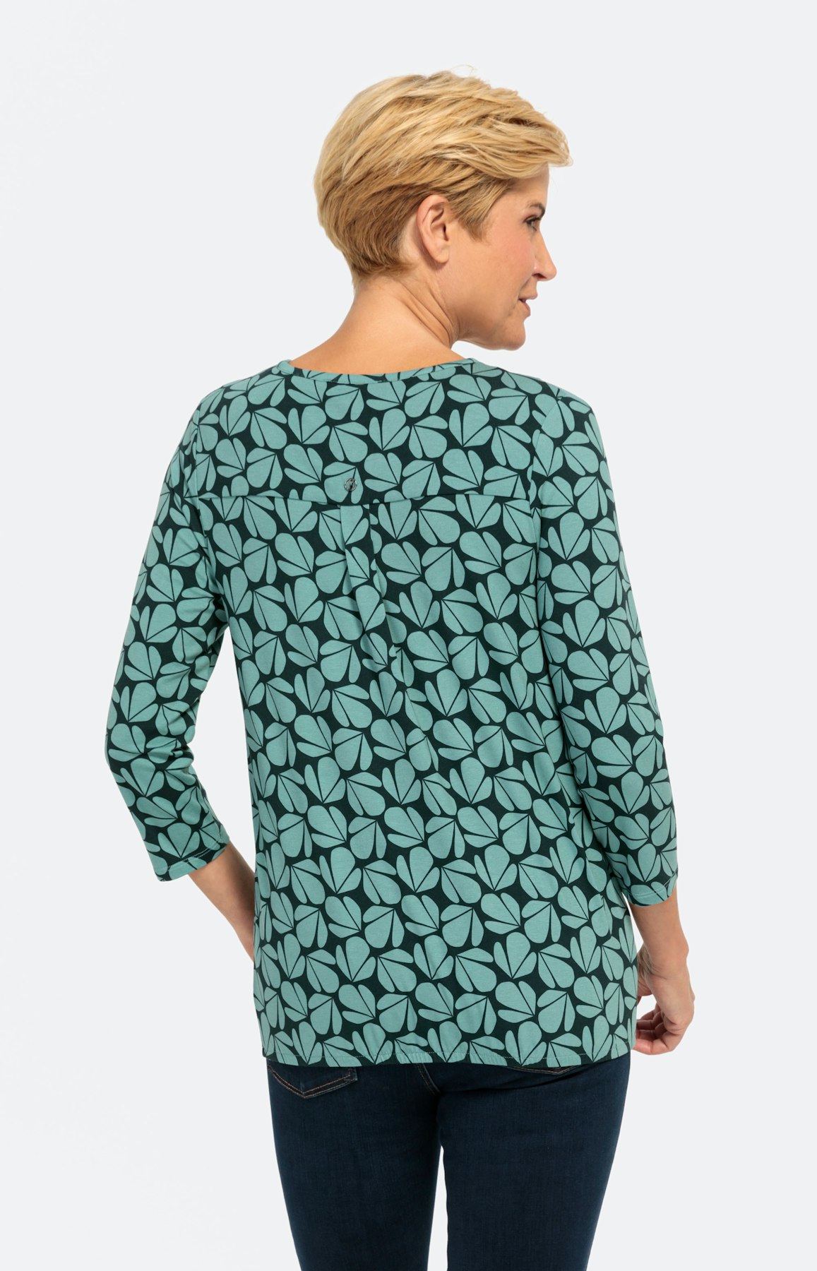 Gemustertes 3/4-Arm-Shirt mit Eyelet