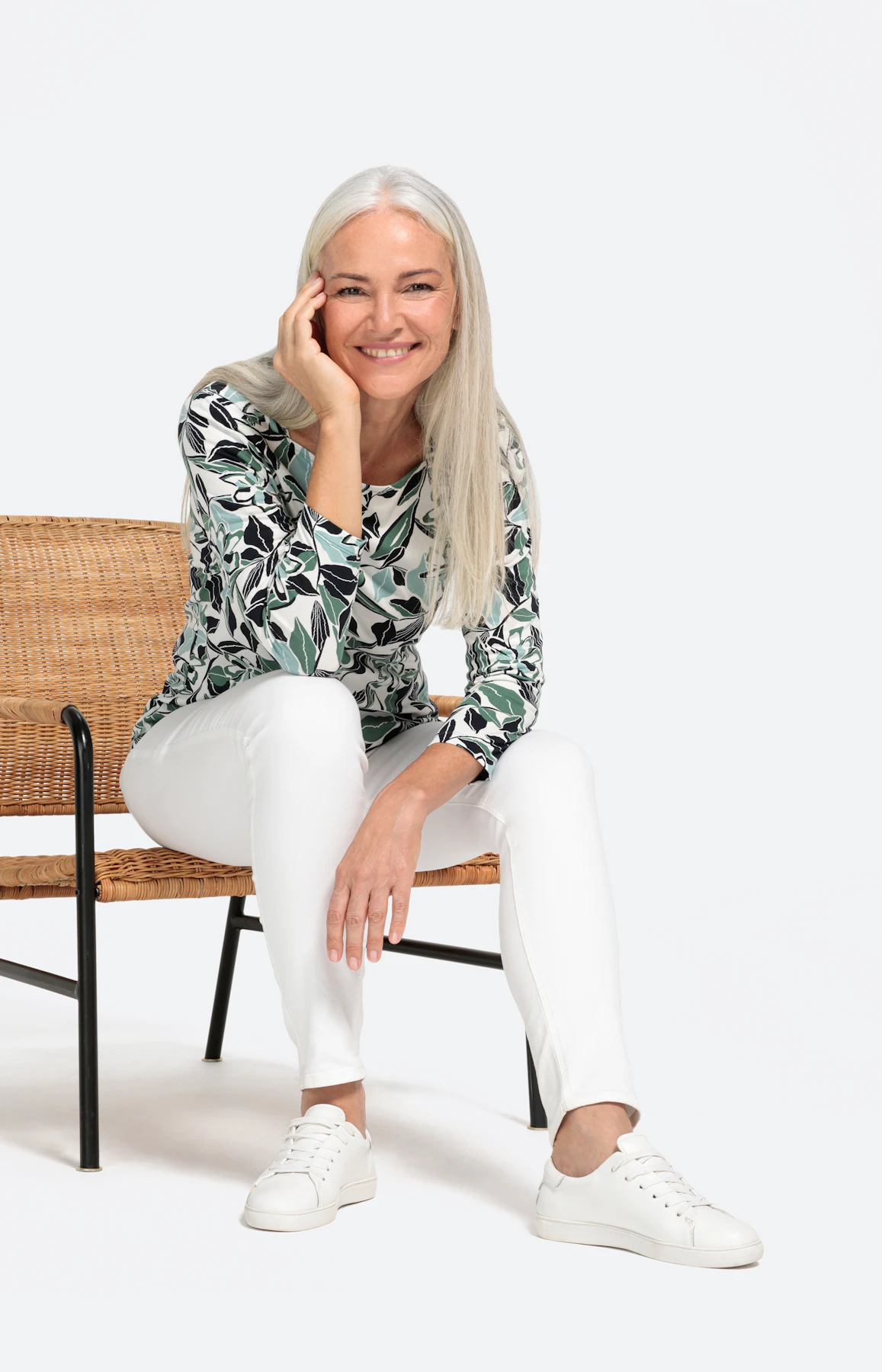 3/4-Arm Shirt mit floralem Muster