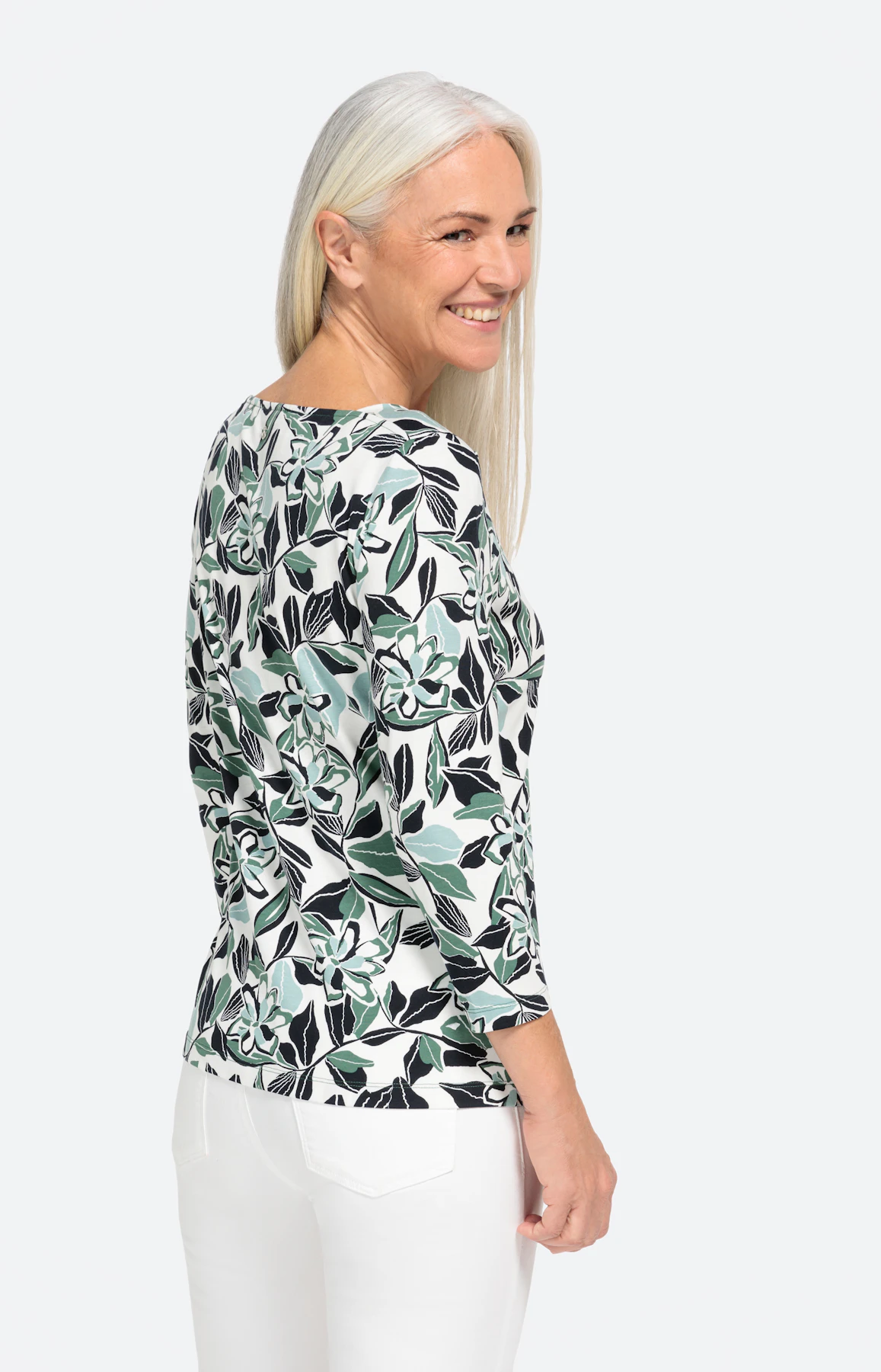 3/4-Arm Shirt mit floralem Muster