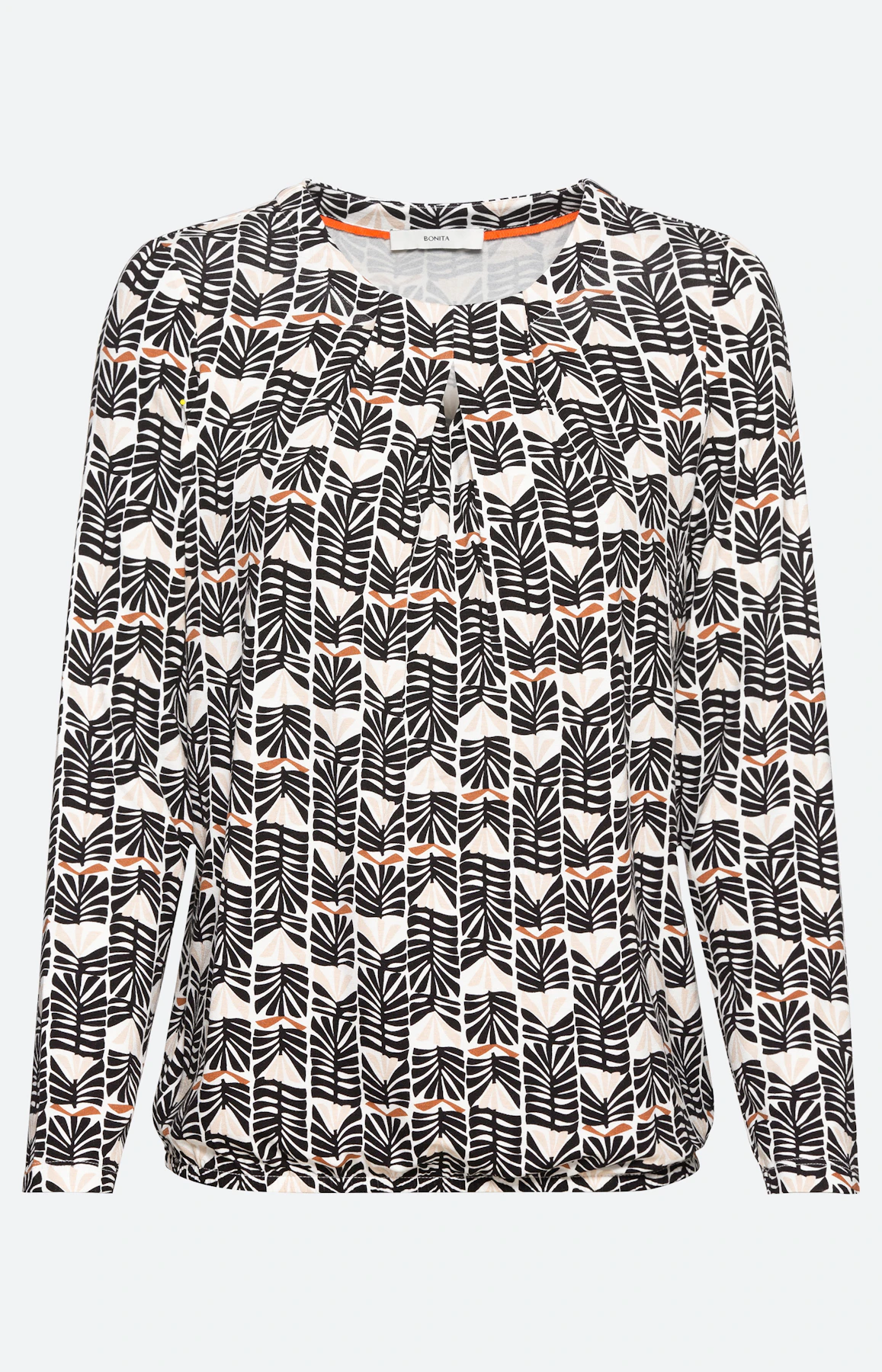 Langarmshirt mit Falten am Ausschnitt