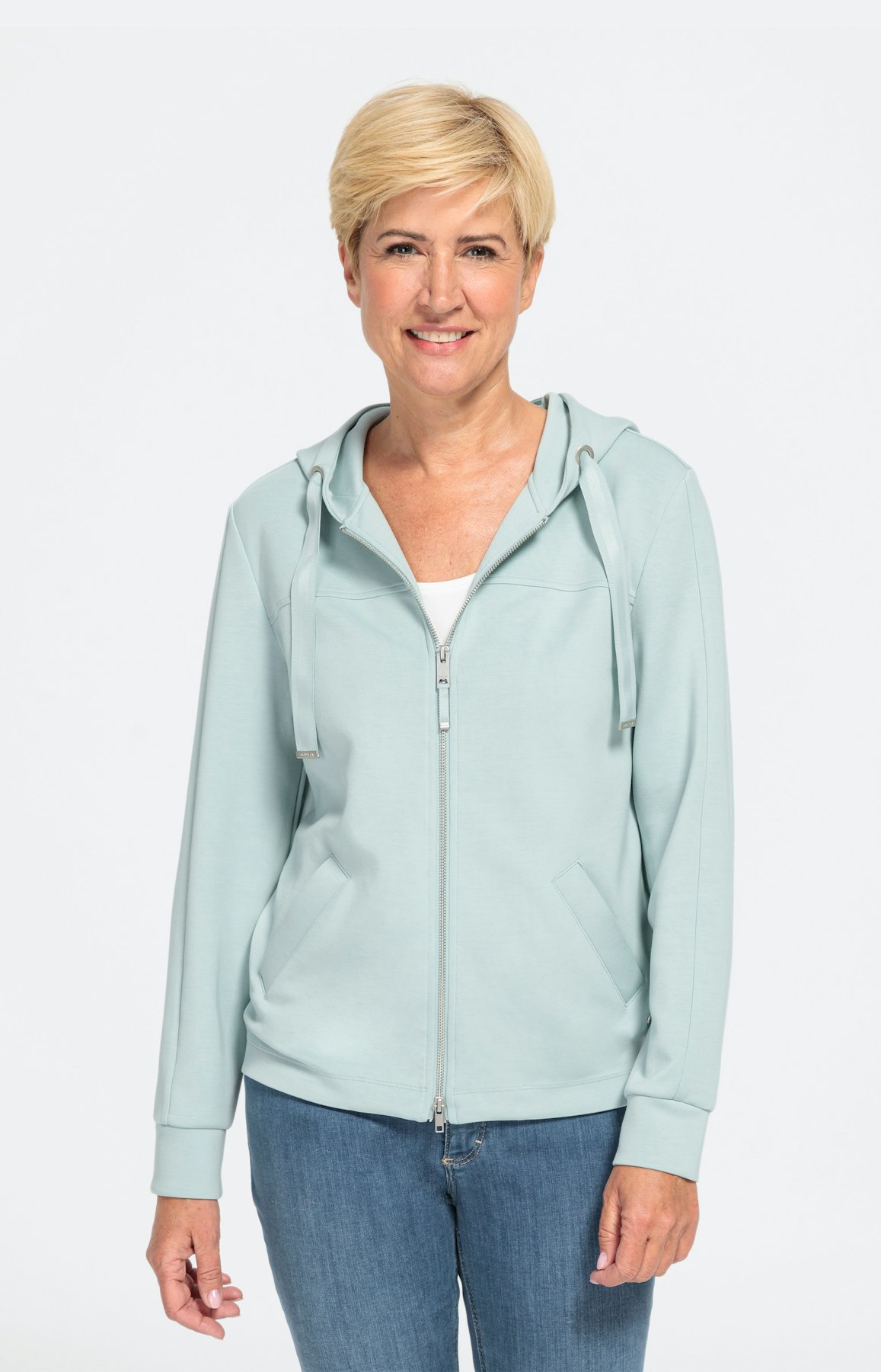 Kapuzen-Sweatjacke mit langem Ärmel