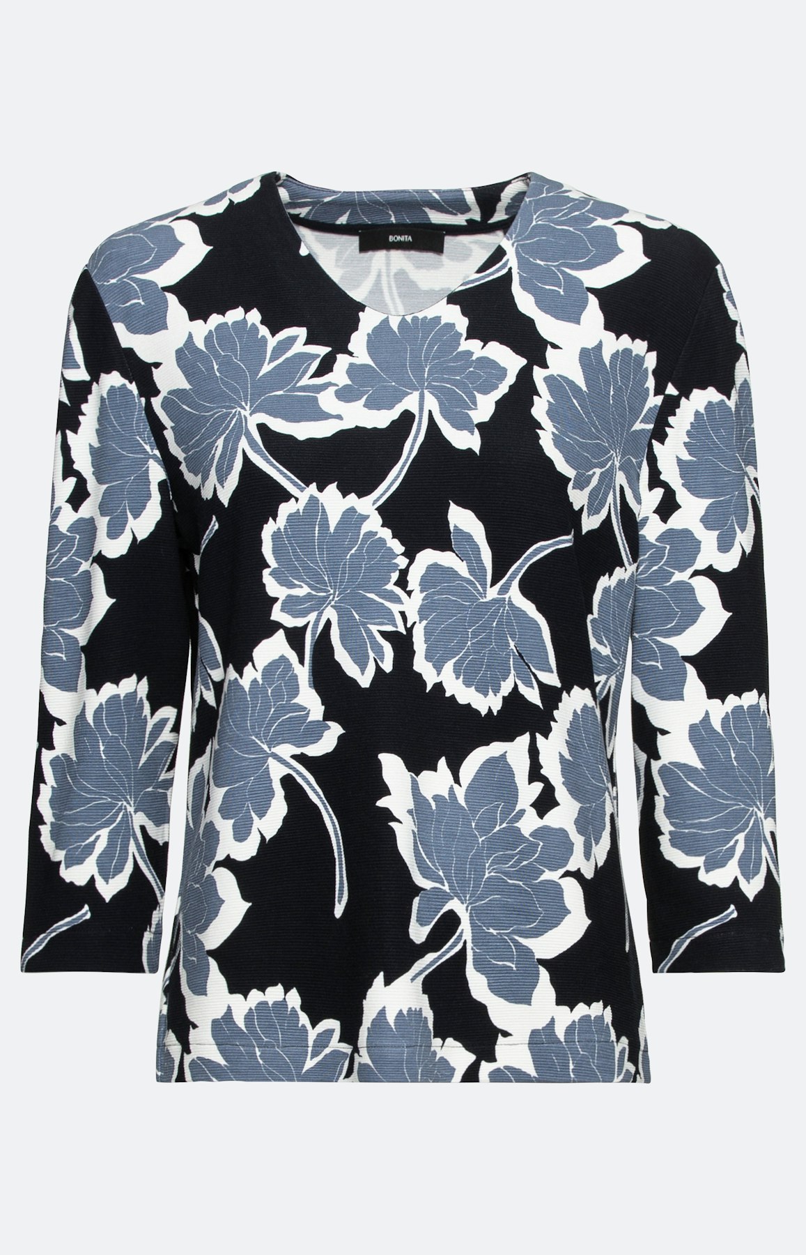 Florales Sweatshirt mit V-Ausschnitt