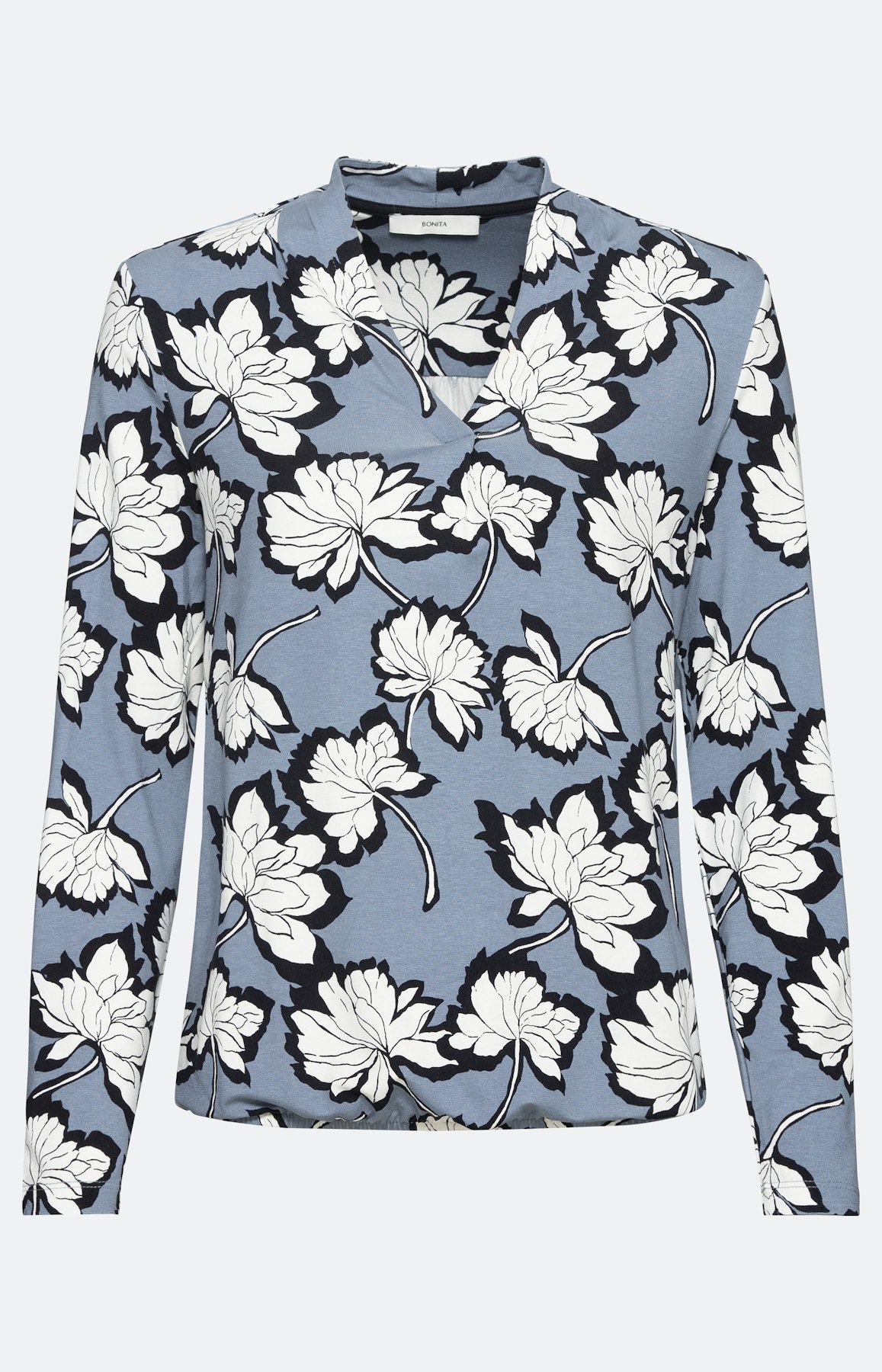 Florales Langarmshirt mit V-Ausschnitt