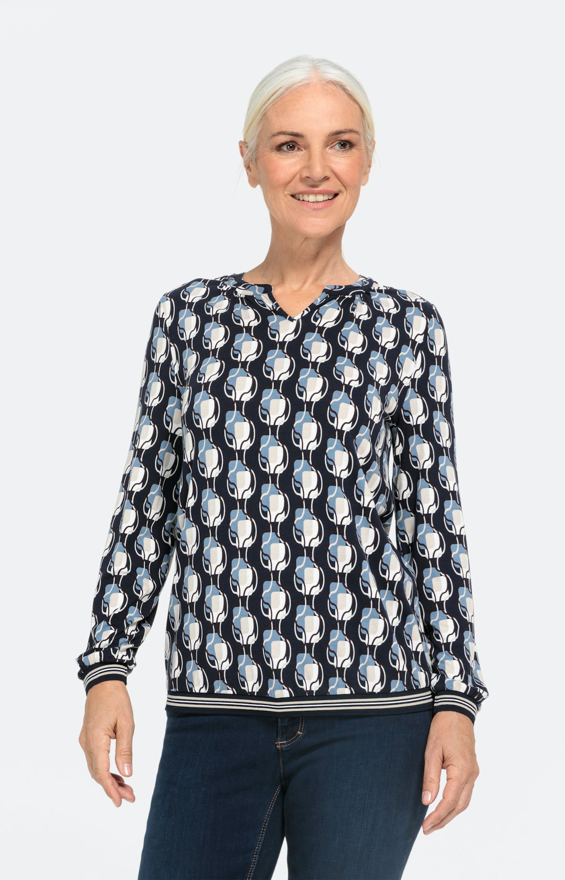 Gemustertes Langarm-Shirt mit Bündchen