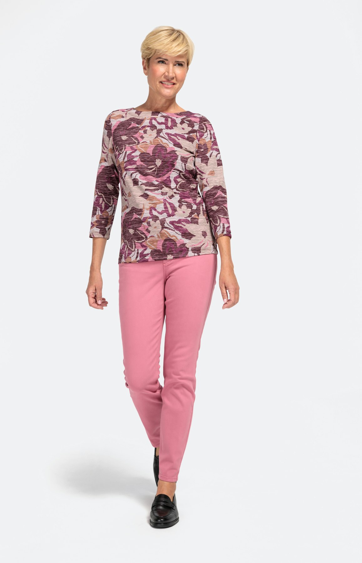 Shirt mit floralem Muster und 3/4-Ärmel