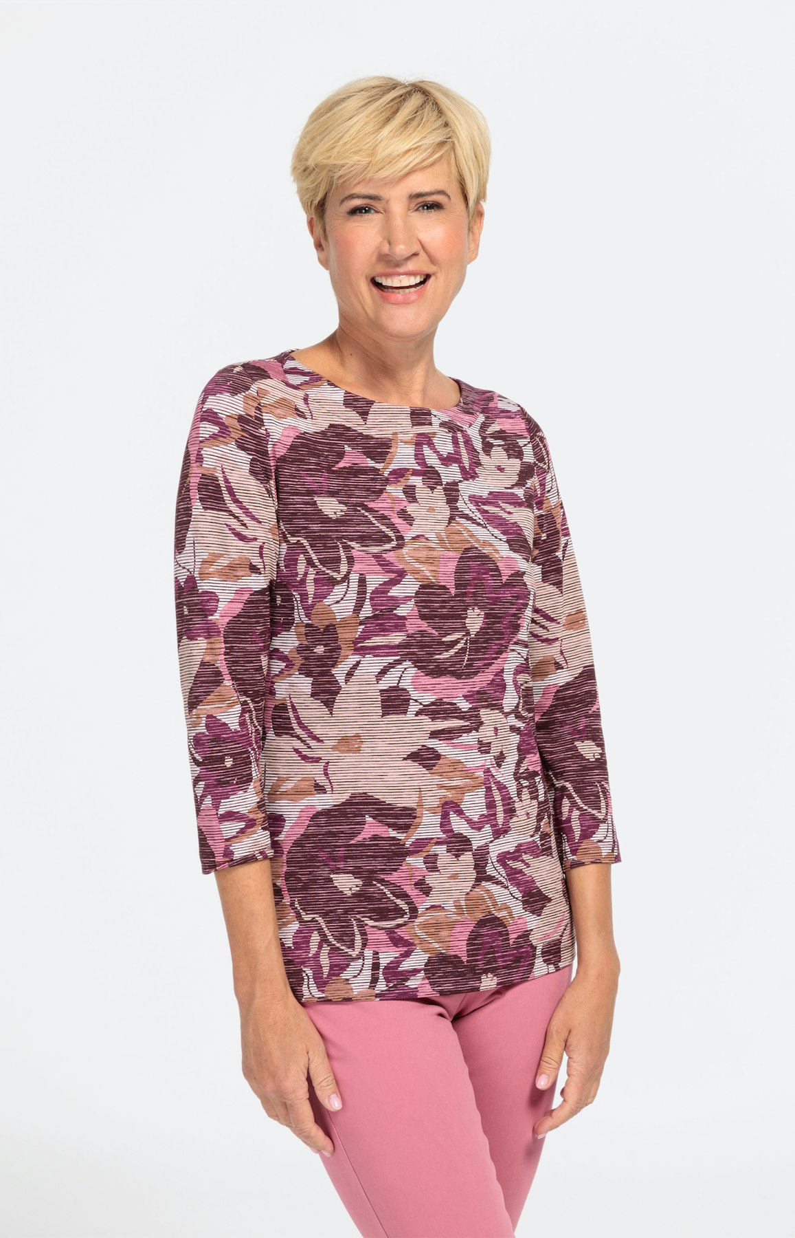 Shirt mit floralem Muster und 3/4-Ärmel