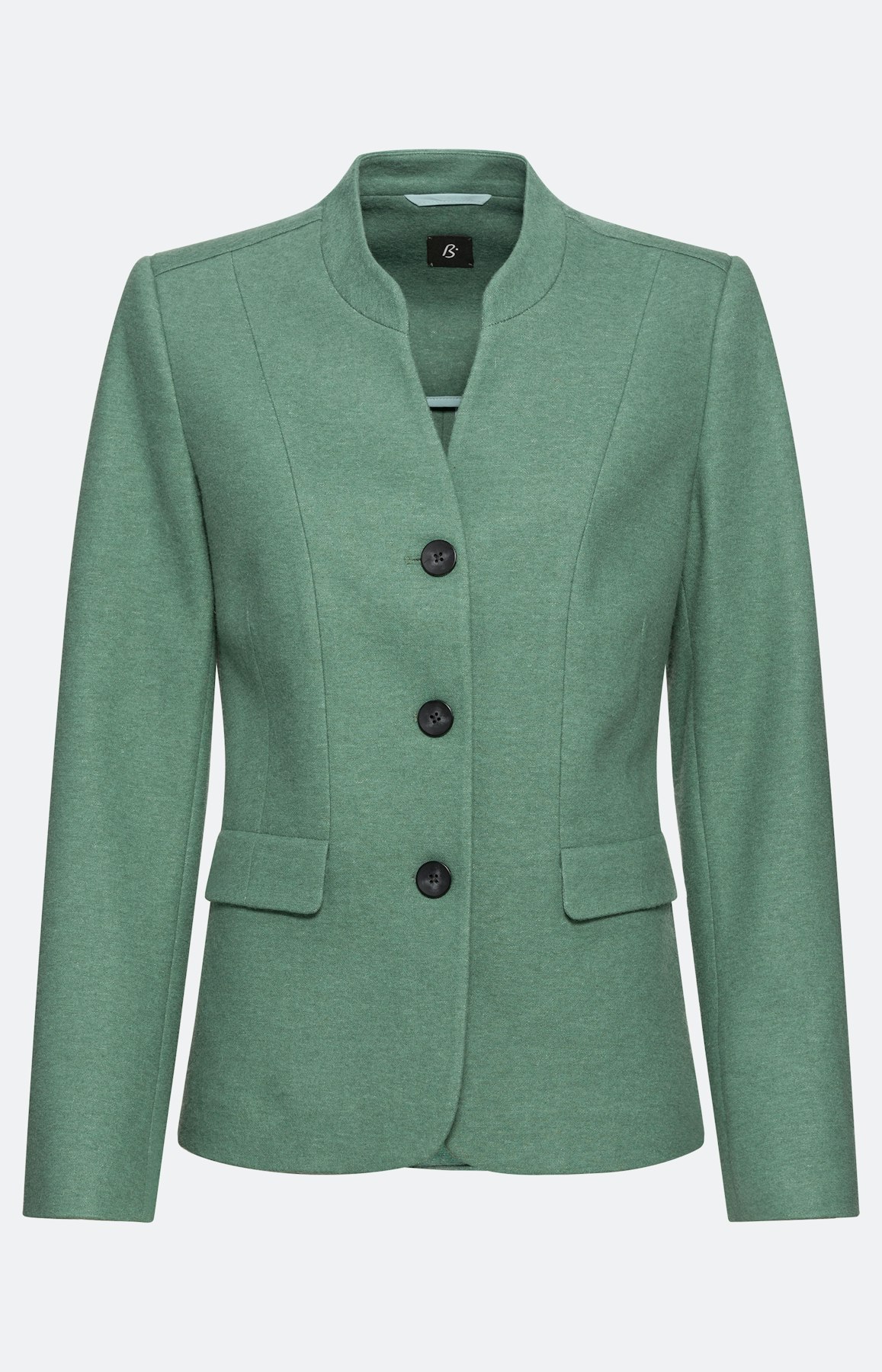 Woll-Blazer mit Knöpfen und Stehkragen