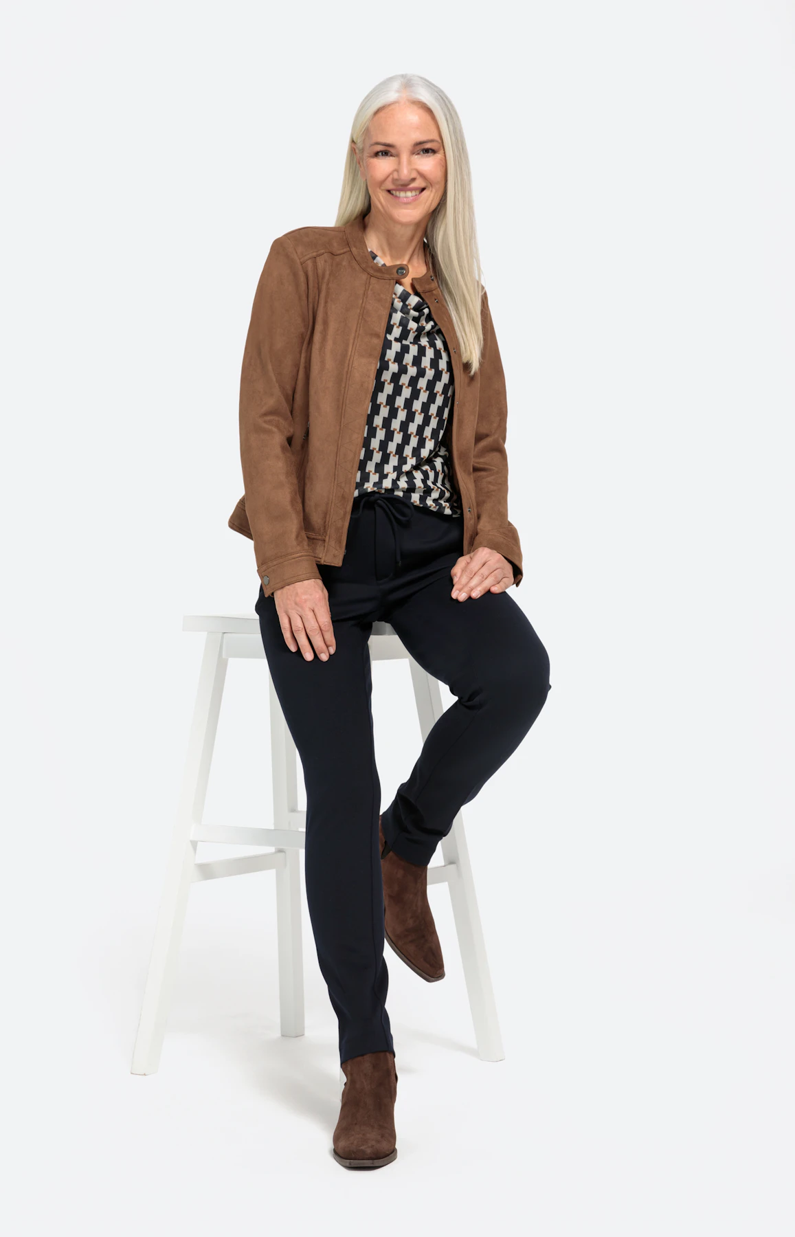 Kunstleren jas in suède-look