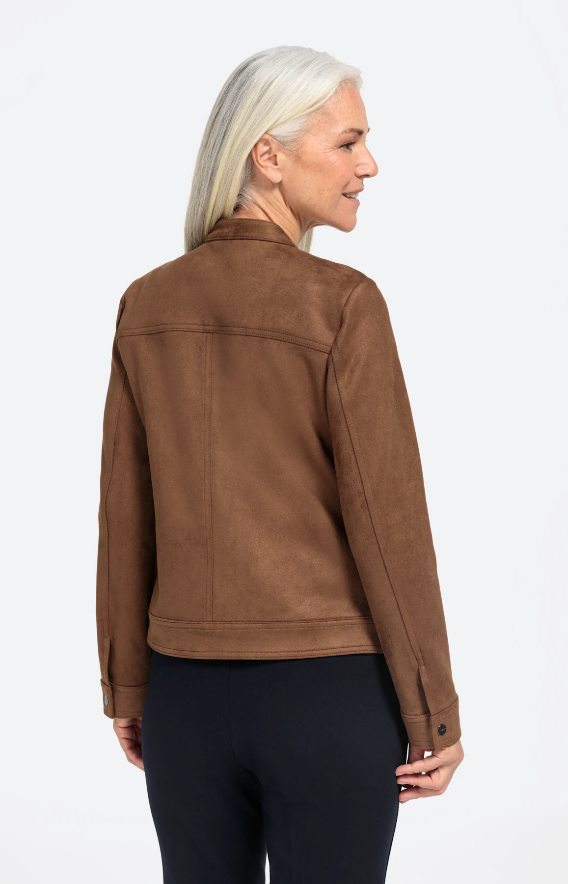 Kunstleren jas in suède-look