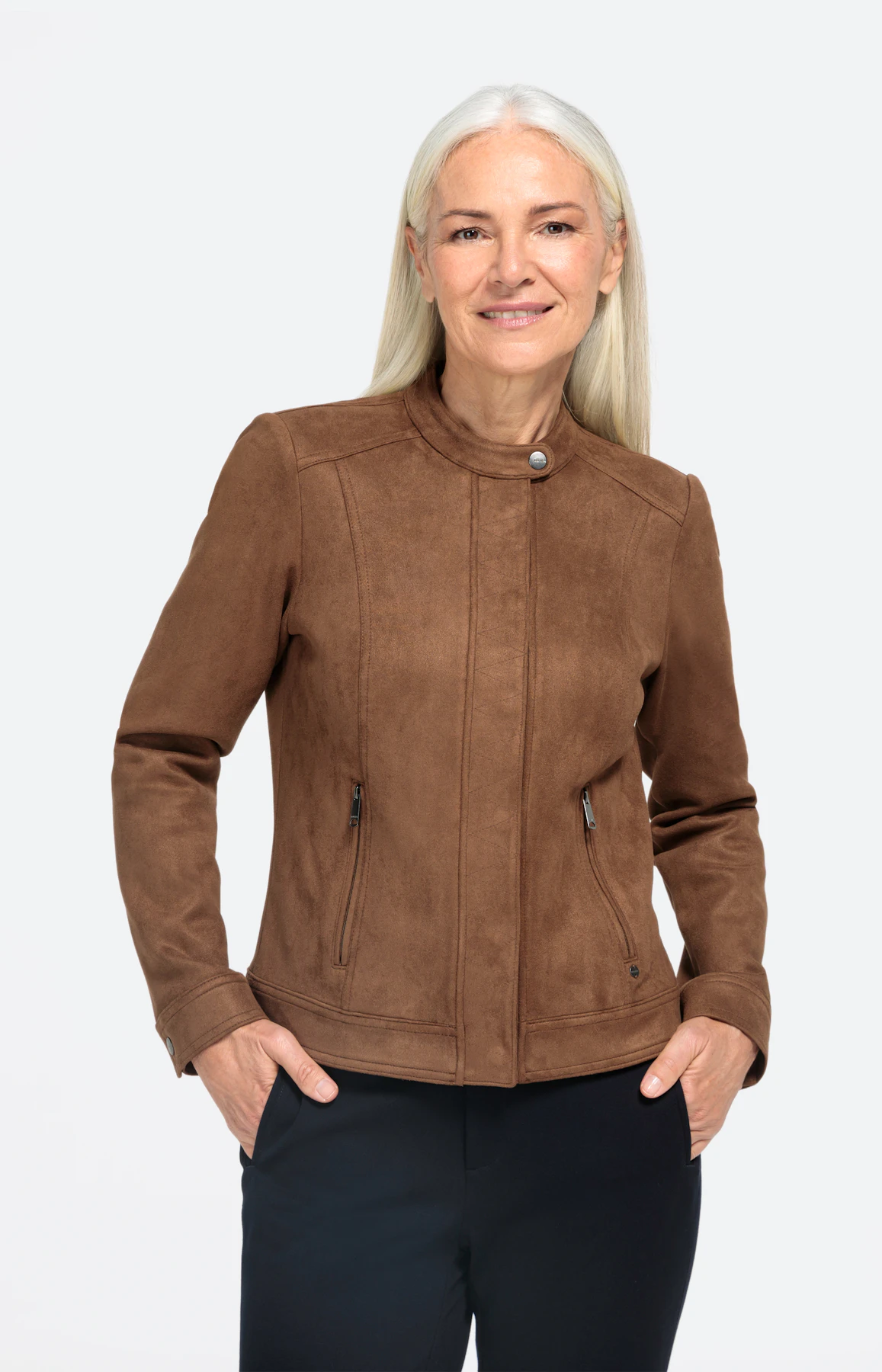 Kunstleren jas in suède-look