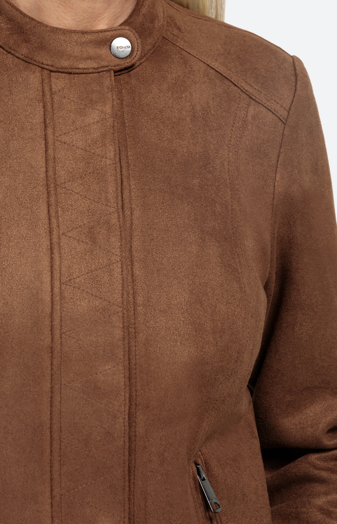 Kunstleren jas in suède-look