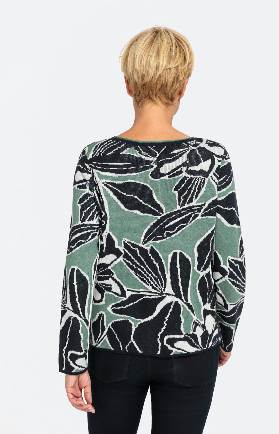 Langarm-Pullover mit Blumenmuster