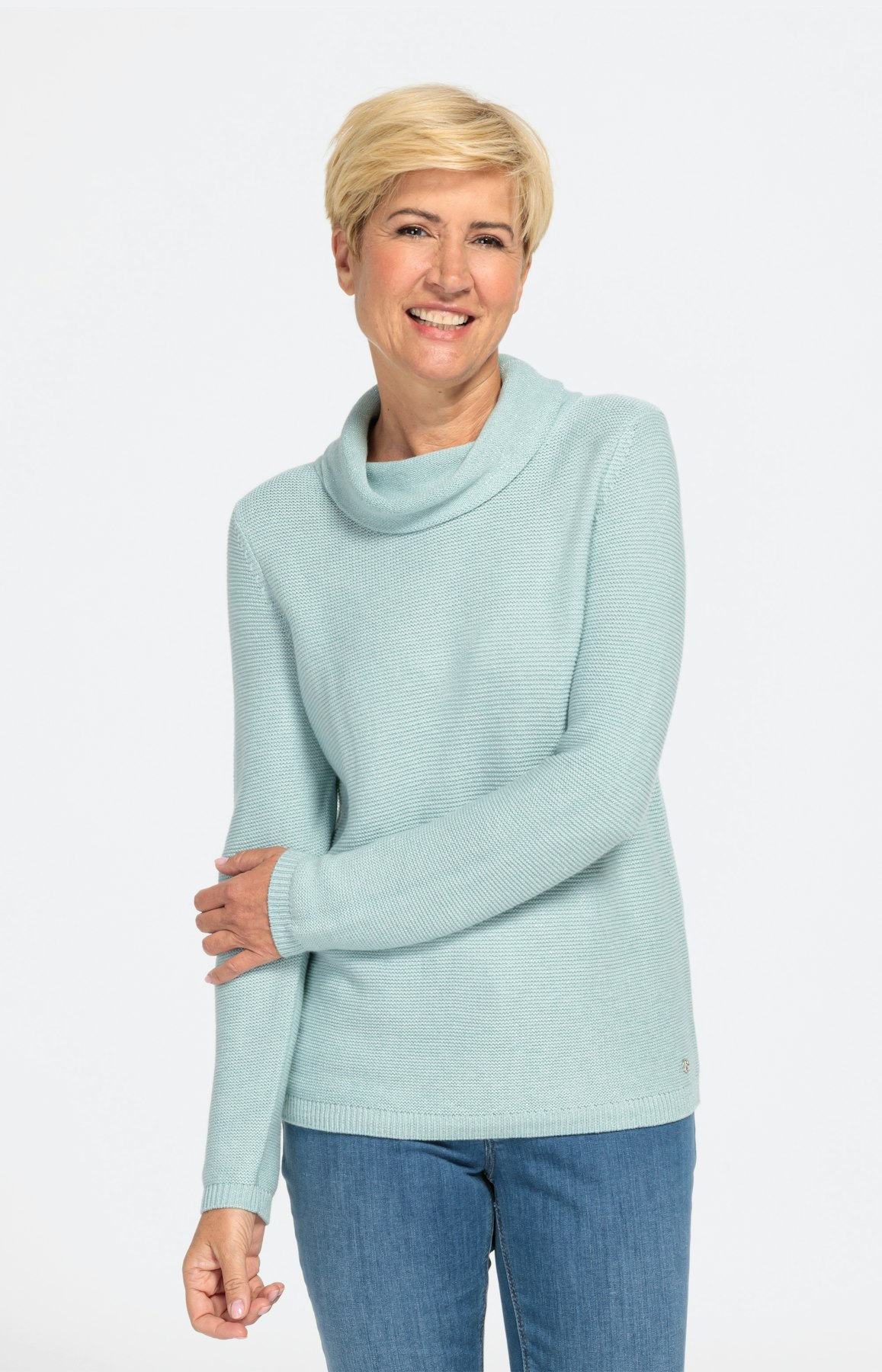 Unifarbener Pullover mit 1/1-Arm