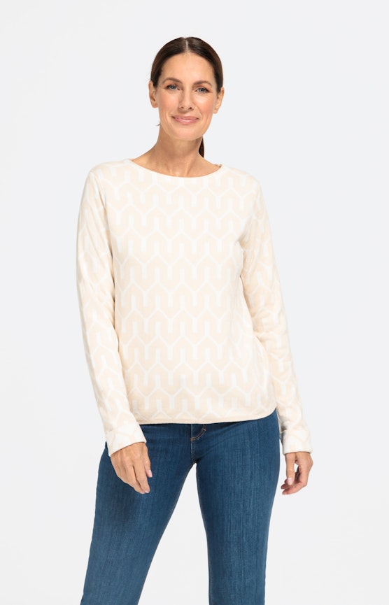 Langarm-Pullover mit grafischem Muster
