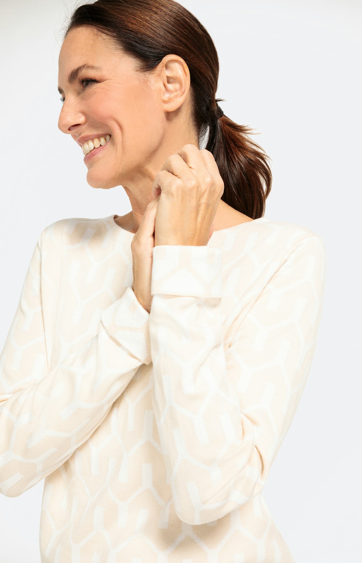 Langarm-Pullover mit grafischem Muster