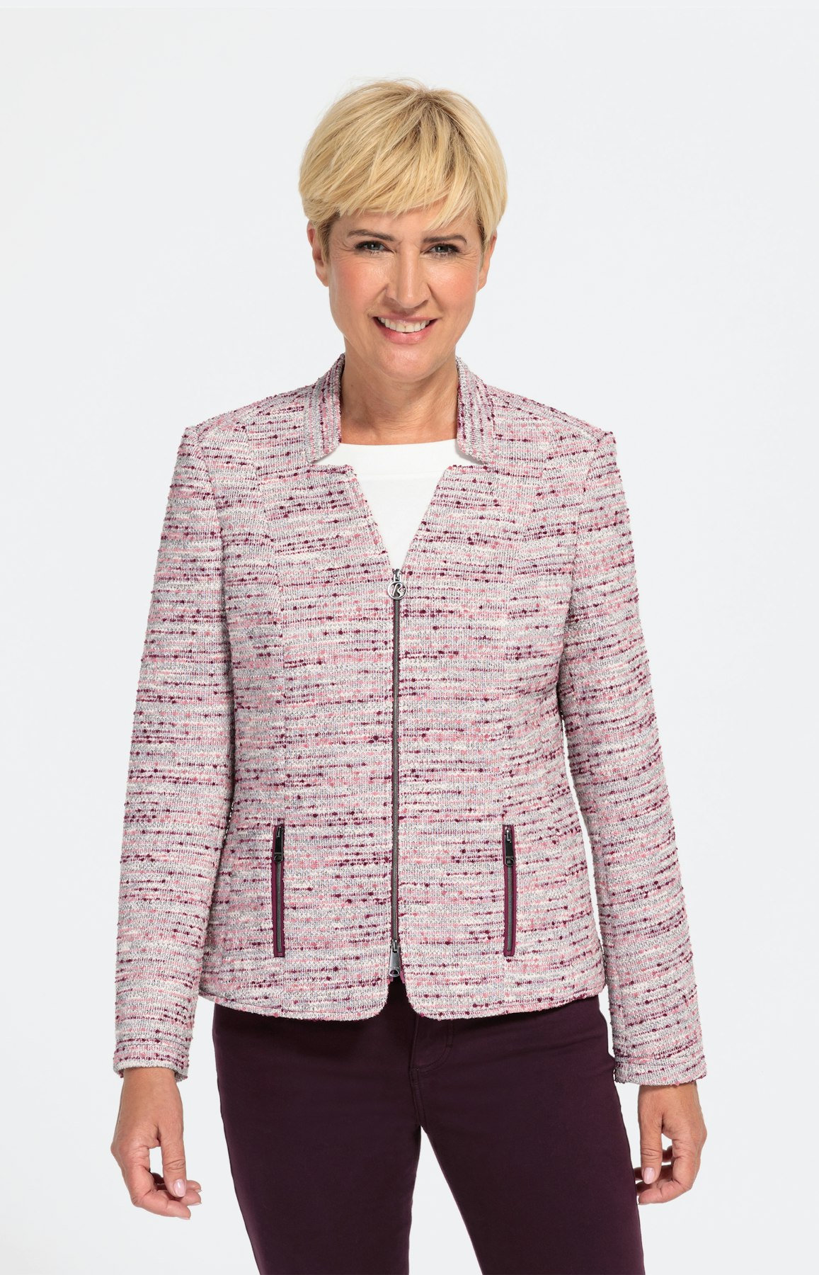 Bouclé-Blazer mit 2-Wege-Reißverschluss