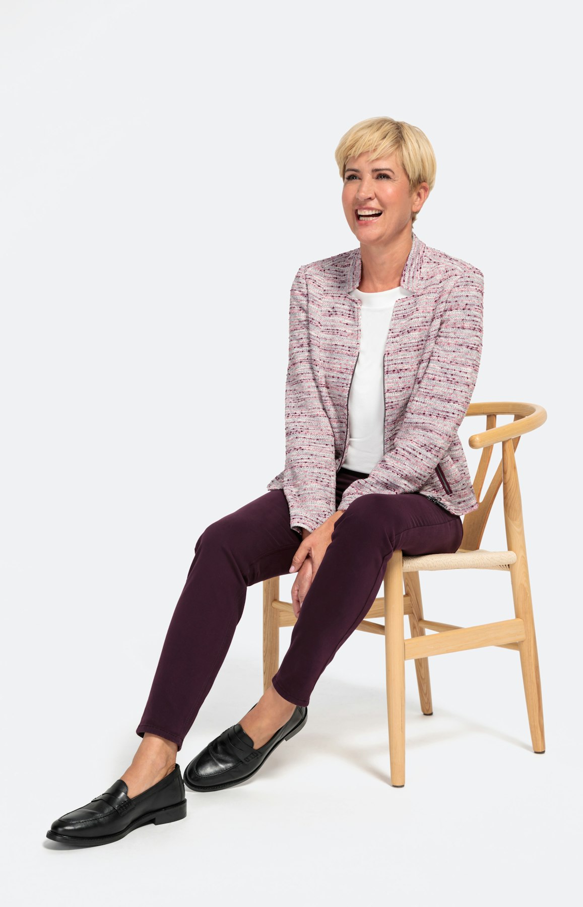 Bouclé-Blazer mit 2-Wege-Reißverschluss