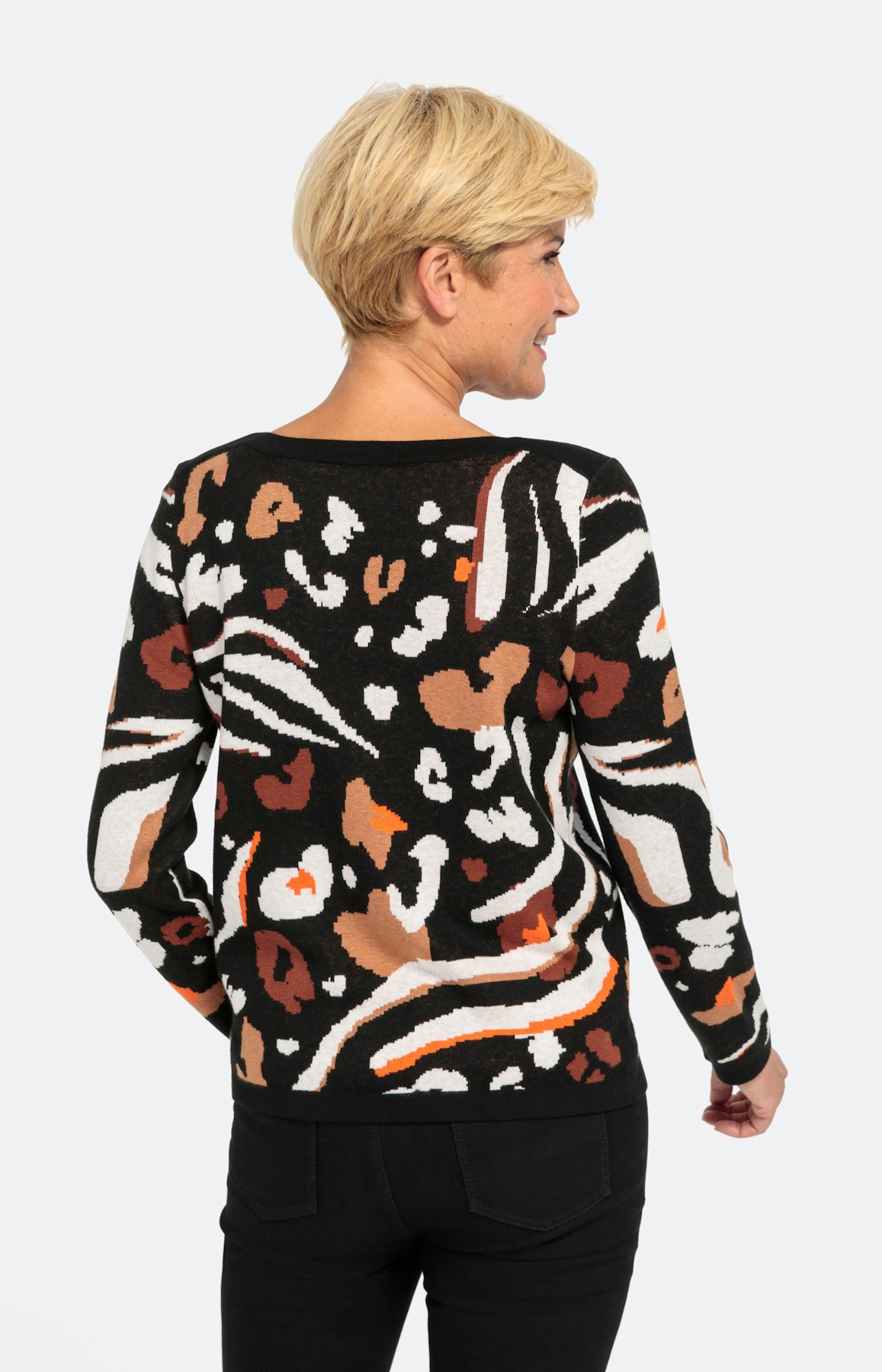 Strickpullover mit buntem Leo-Muster