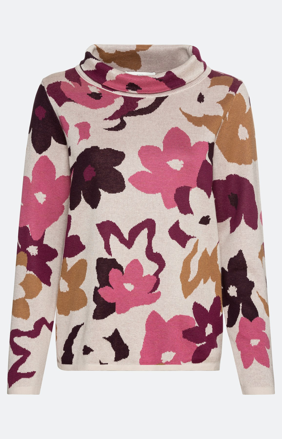 Rollkragenpullover mit Blumenmuster