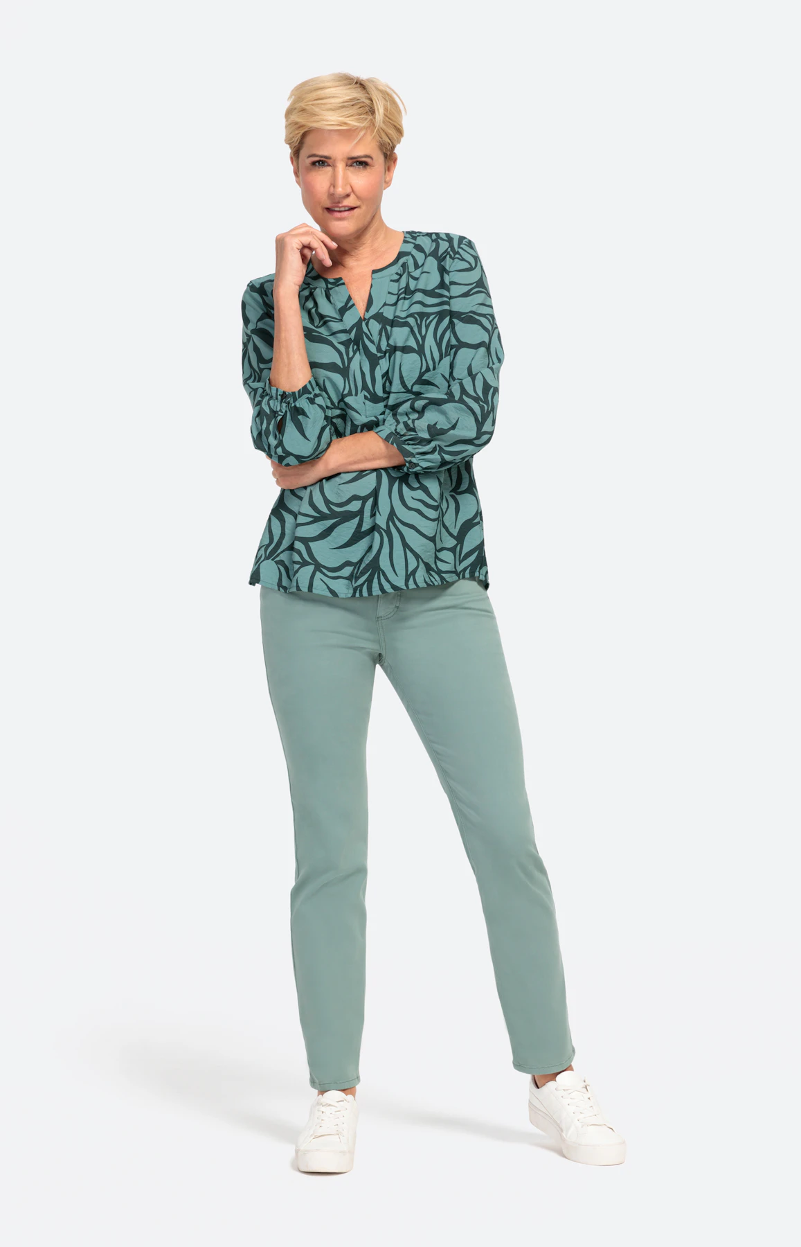 Bedruckte Bluse mit 3/4-Ärmel