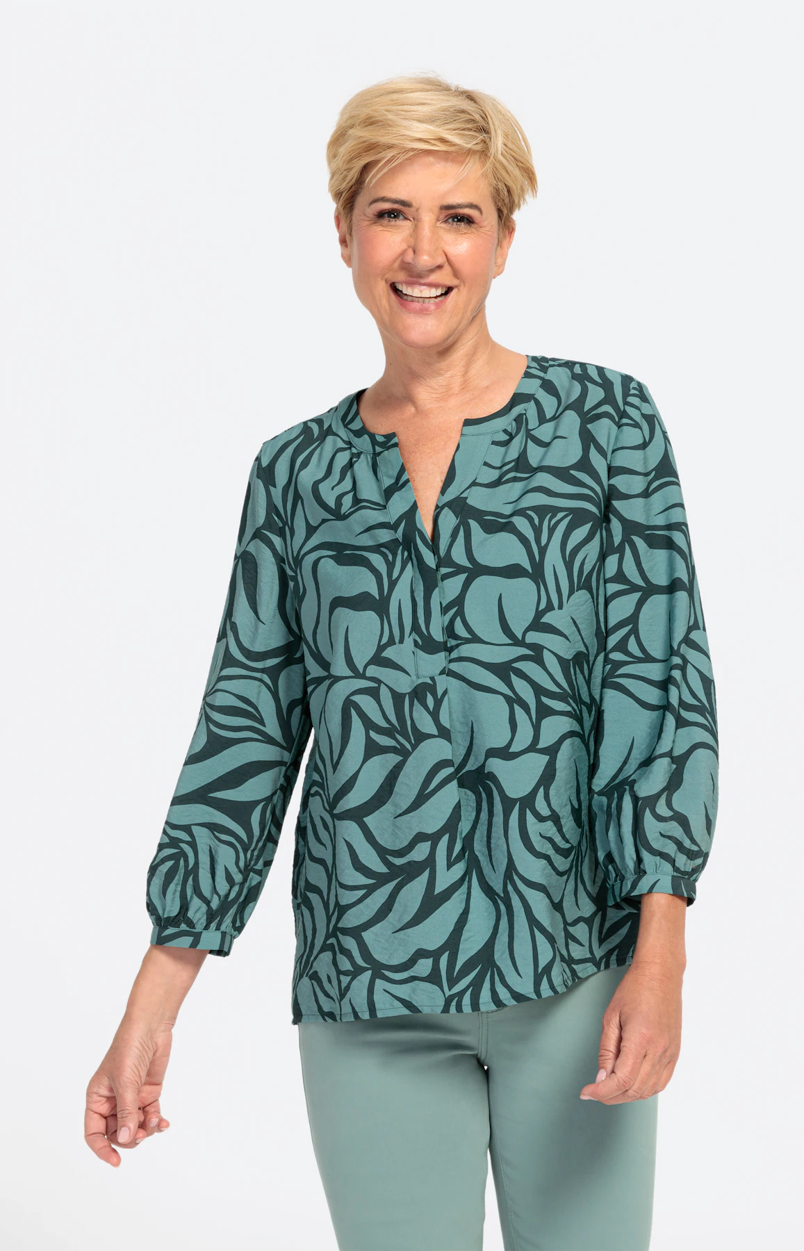 Bedruckte Bluse mit 3/4-Ärmel