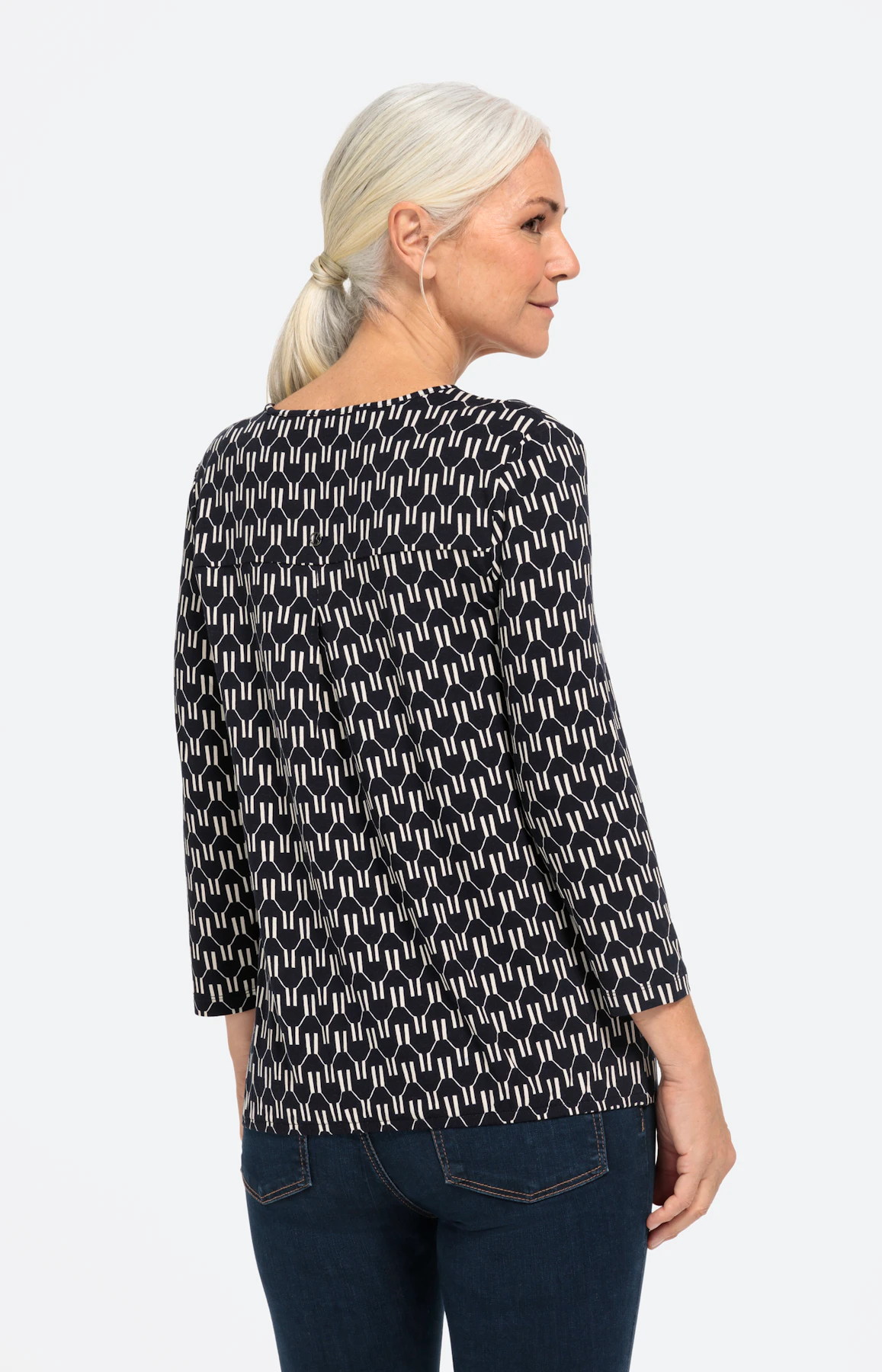 Shirt mit Mesh-Einsatz und 3/4-Ärmel