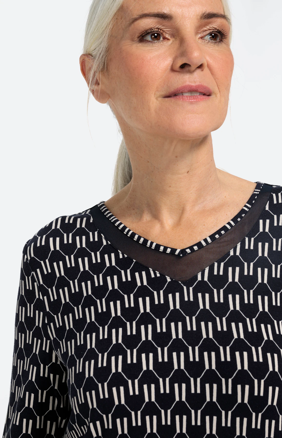 Shirt mit Mesh-Einsatz und 3/4-Ärmel
