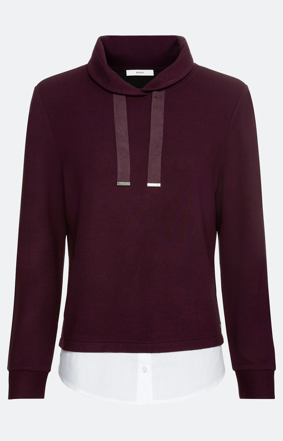 Sweatshirt mit hohem Kragen und Hemdlage