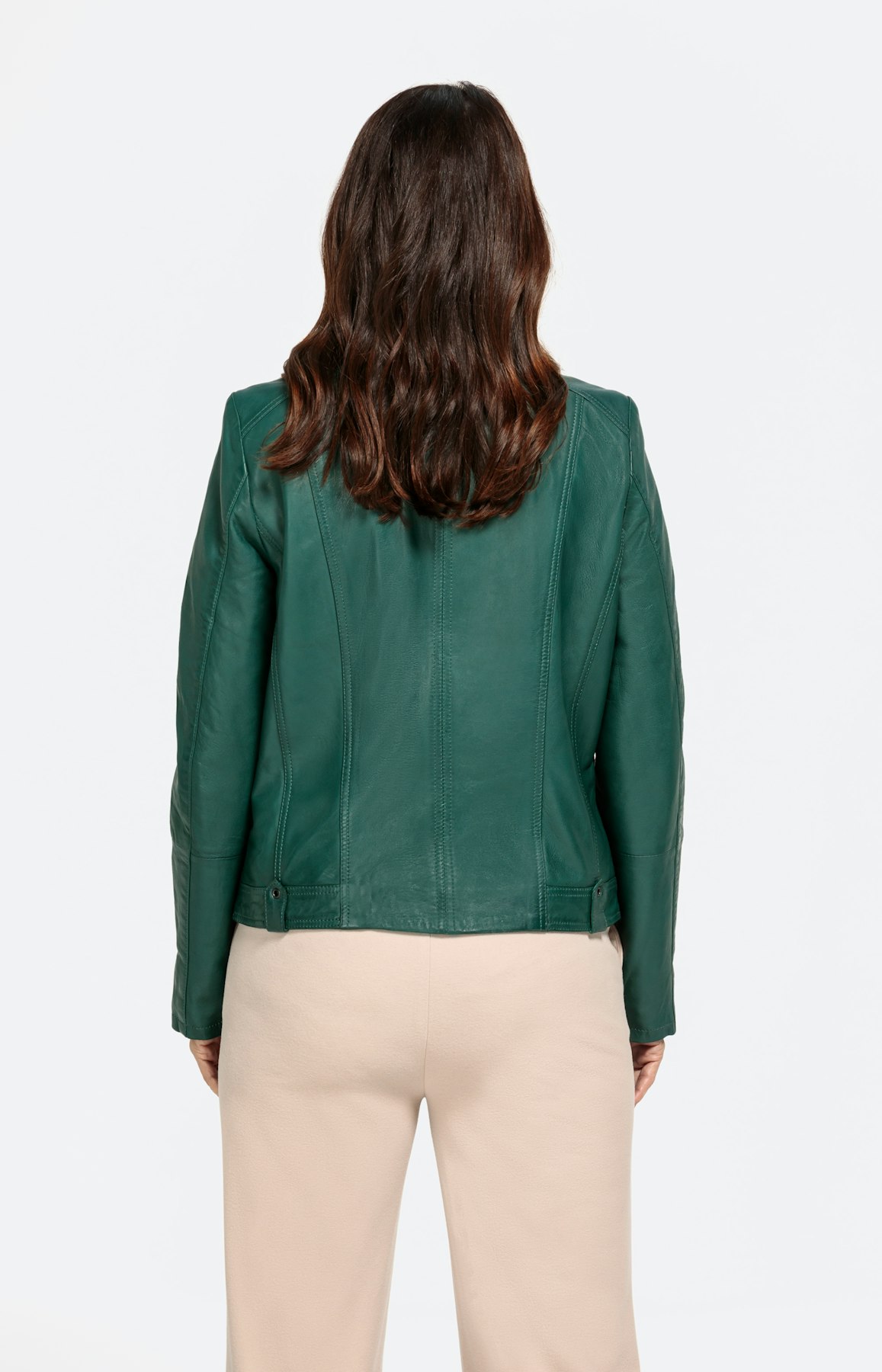 Lederjacke mit kleinem Stehkragen