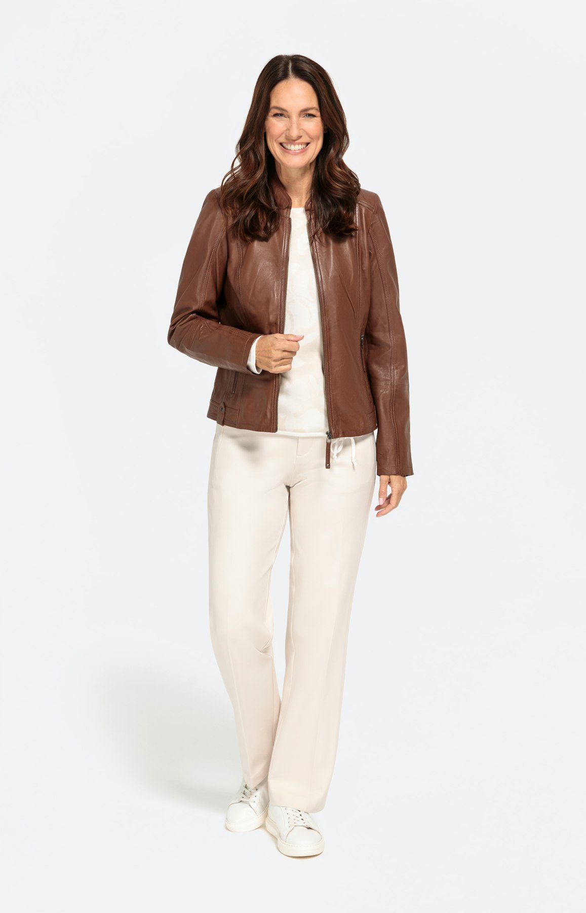 Echtlederjacke mit Stehkragen