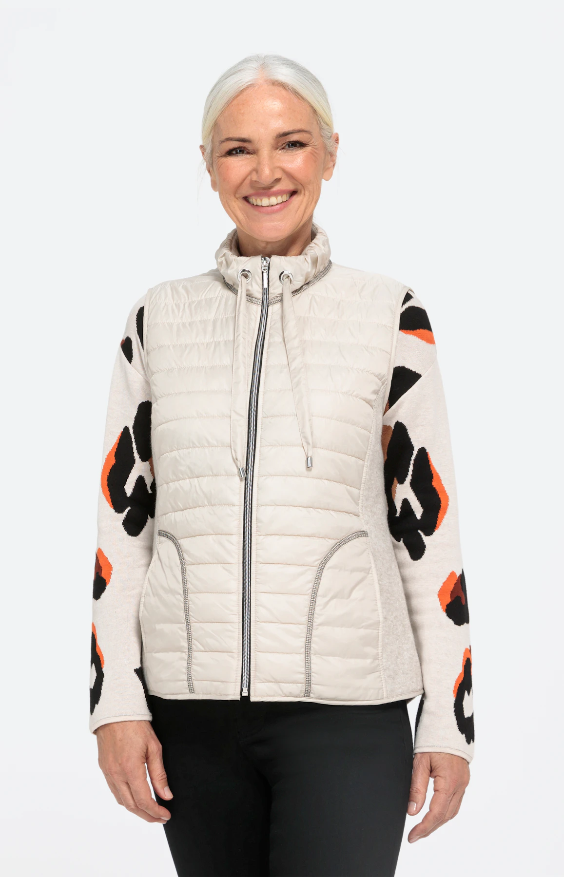 Dunne bodywarmer met stretchinzetten