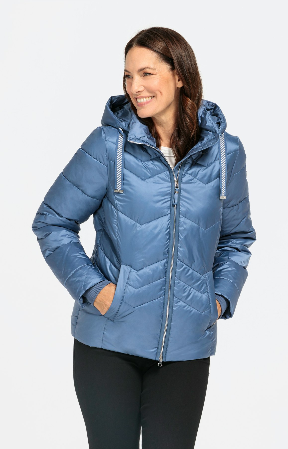 Gewatteerd jack met capuchon en boorden