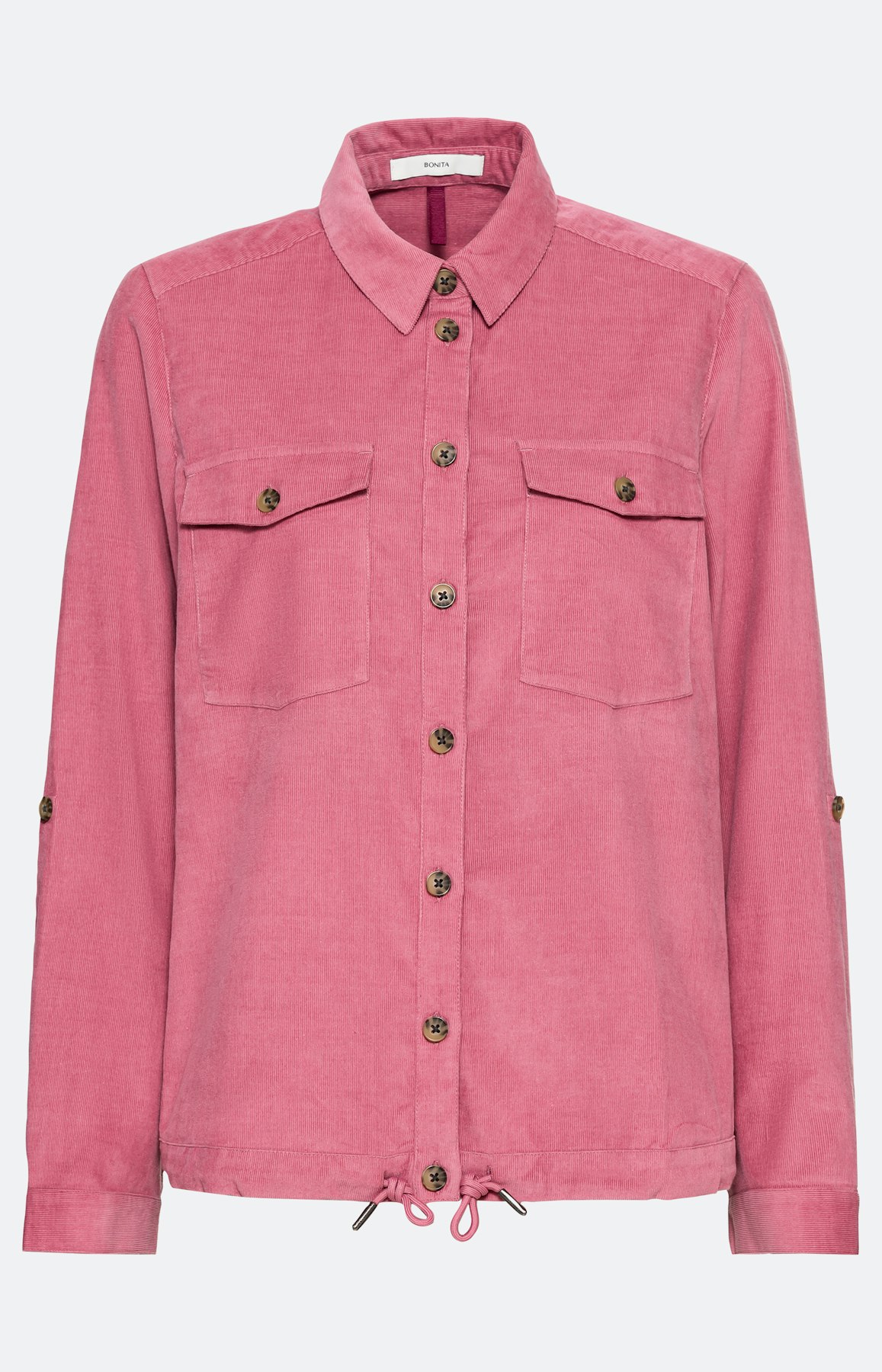 Bluse aus Babycord mit Bindeband am Saum