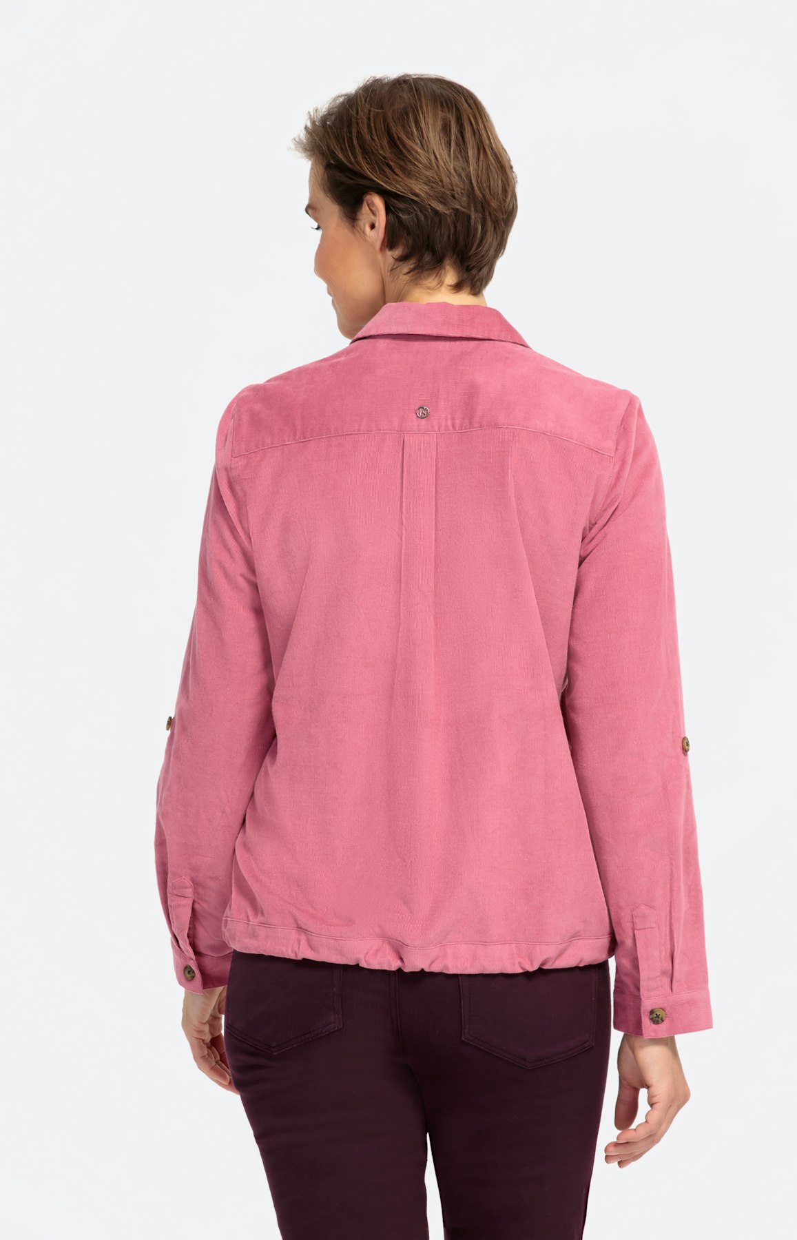 Bluse aus Babycord mit Bindeband am Saum