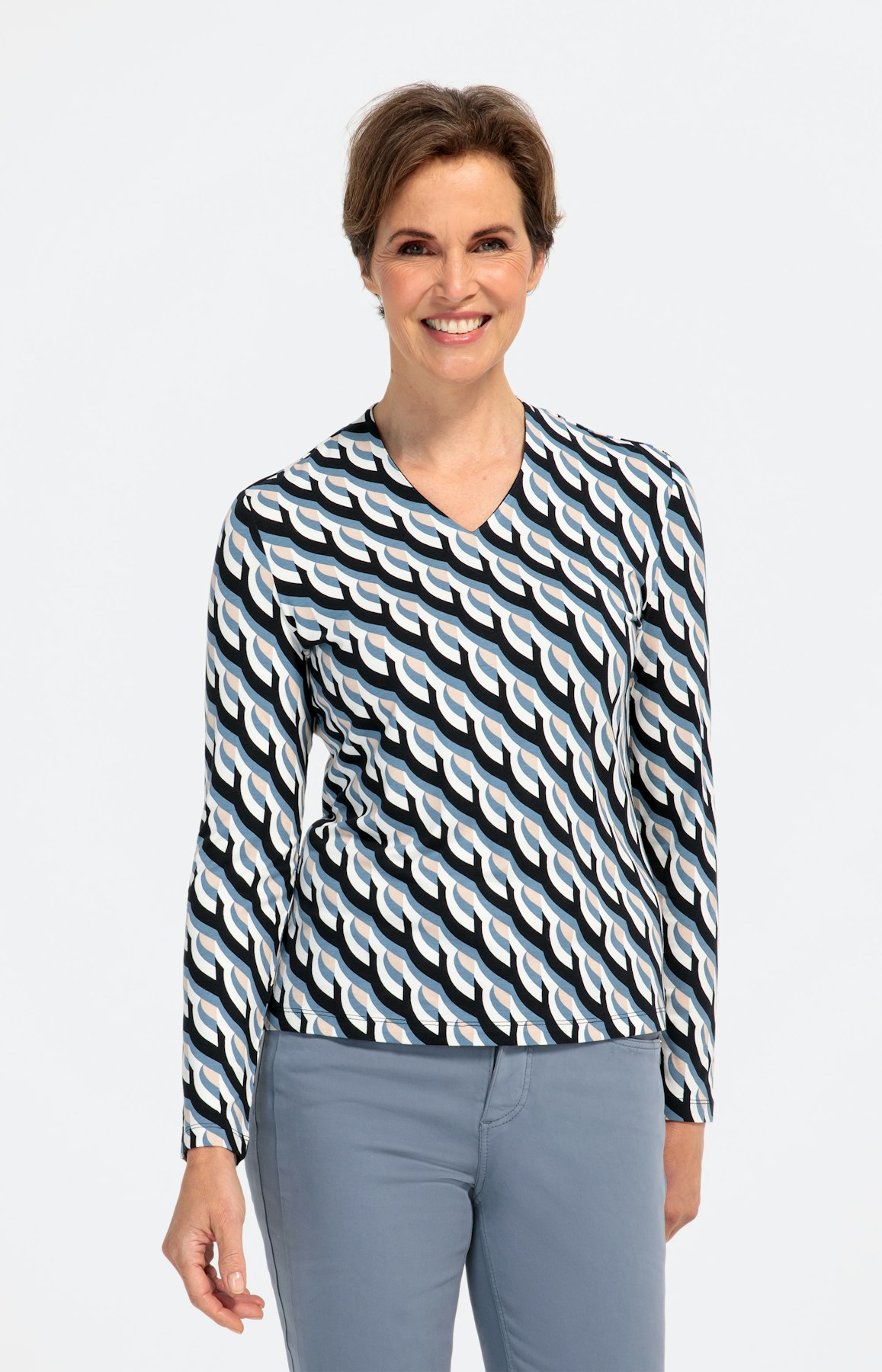 Shirt met lange mouwen en V-hals