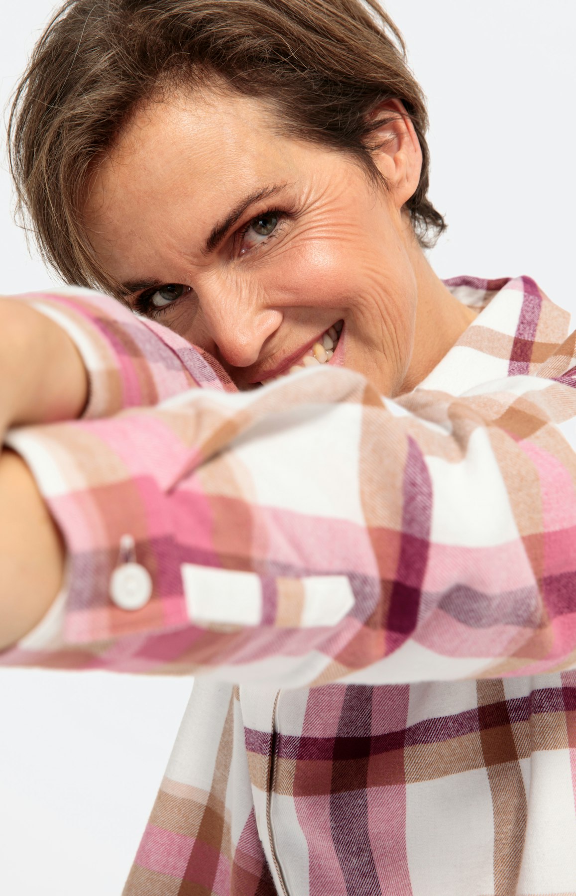 Karierte Langarm-Bluse