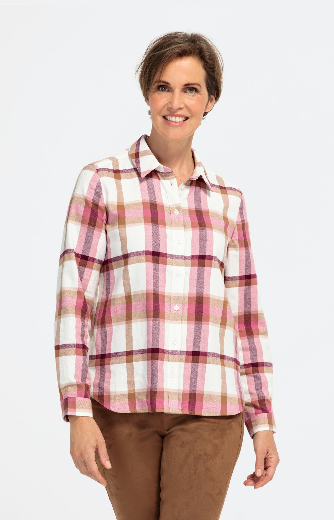 Karierte Langarm-Bluse