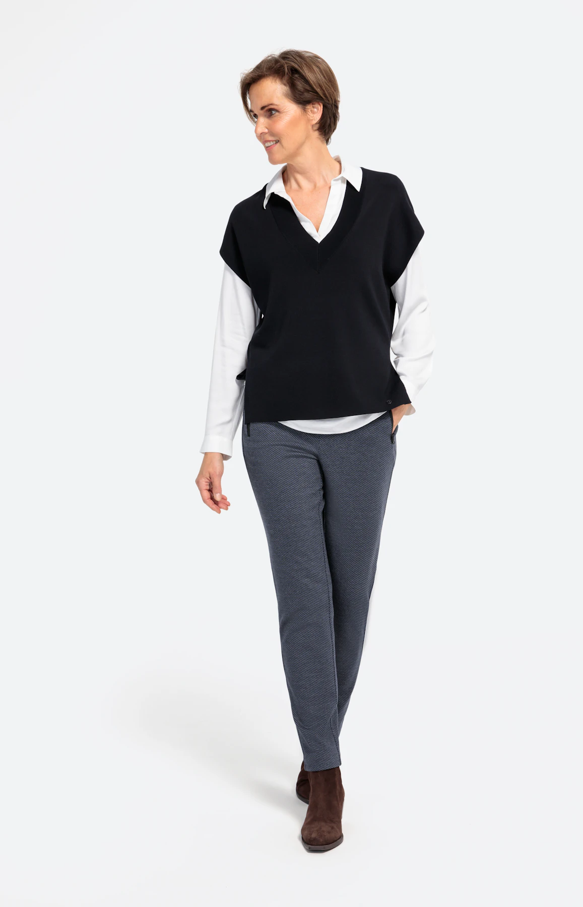 Broek met smalle pijpen, elastische band