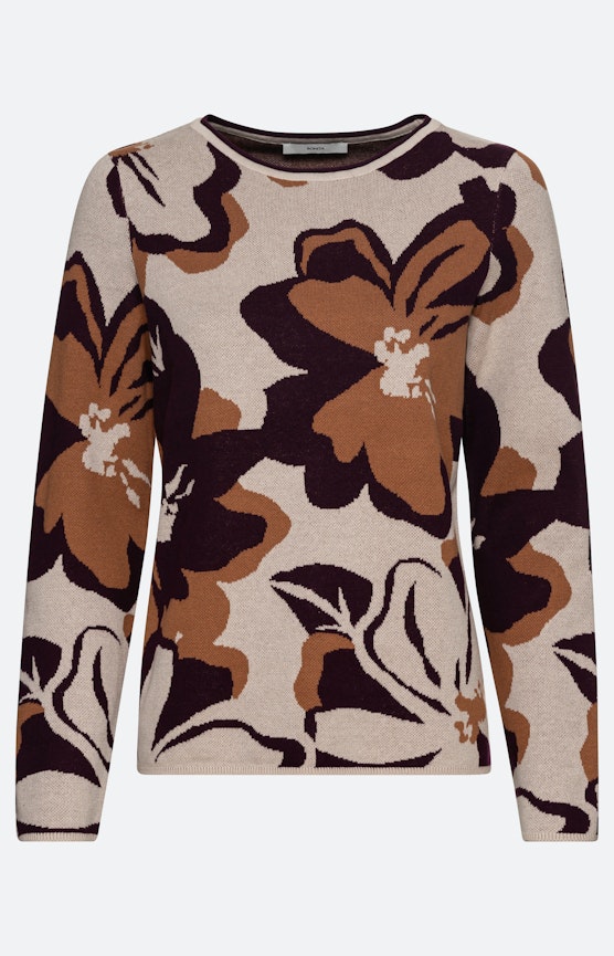 Jacquard-Pullover mit Blumenmuster