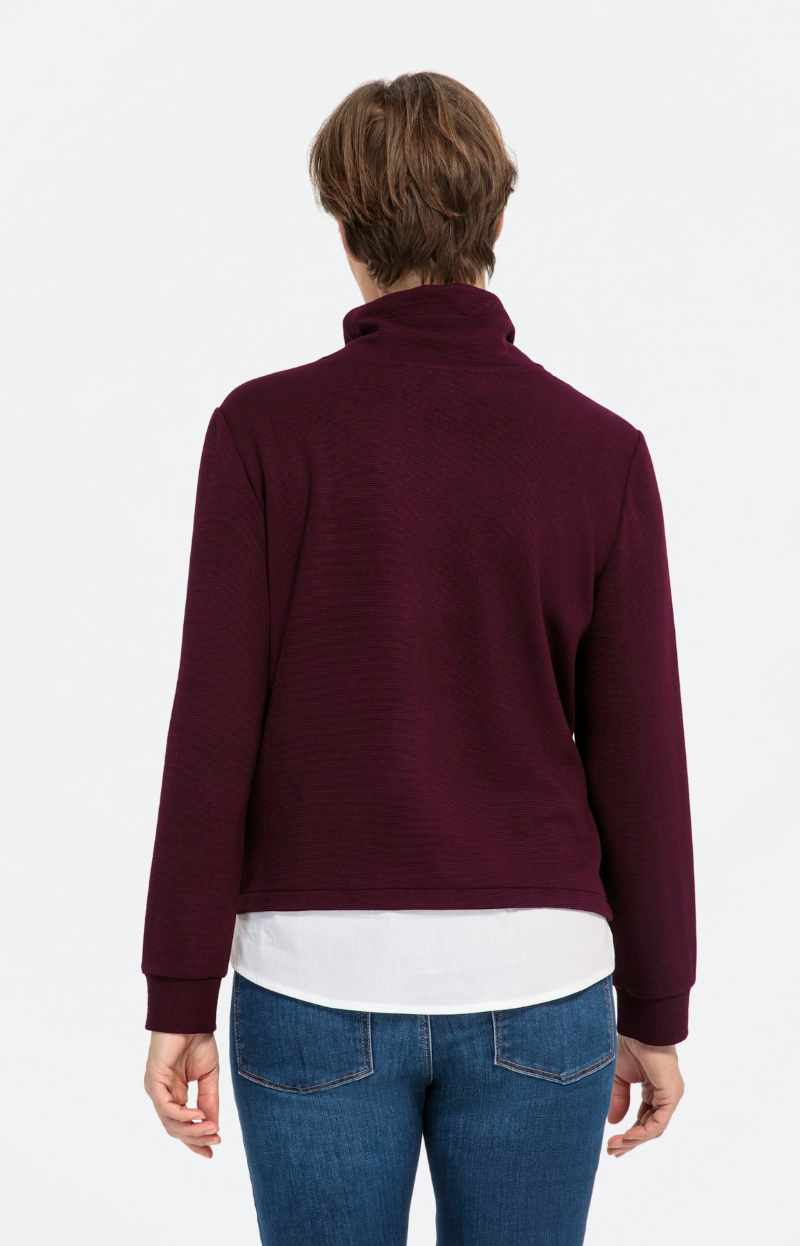 Sweatshirt mit hohem Kragen und Hemdlage