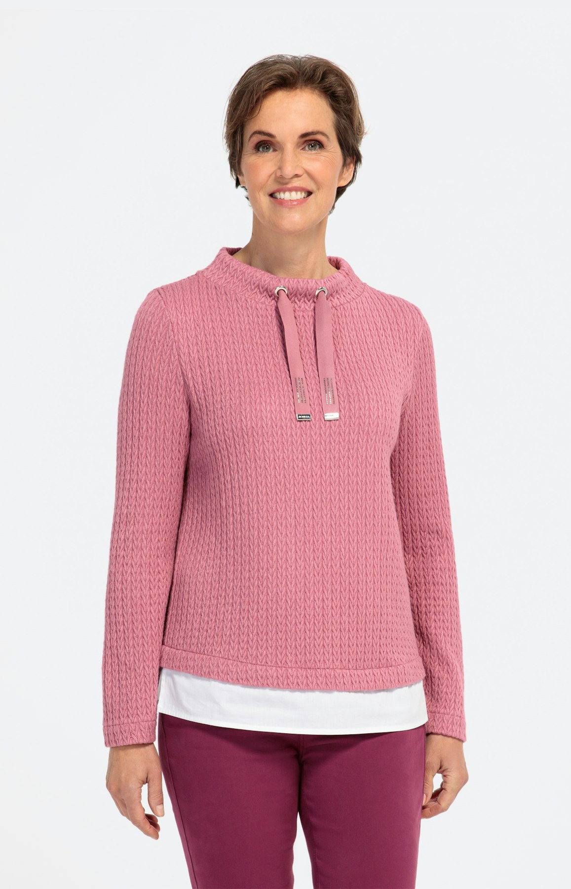 Jacquard-Sweatshirt mit Blusensaum